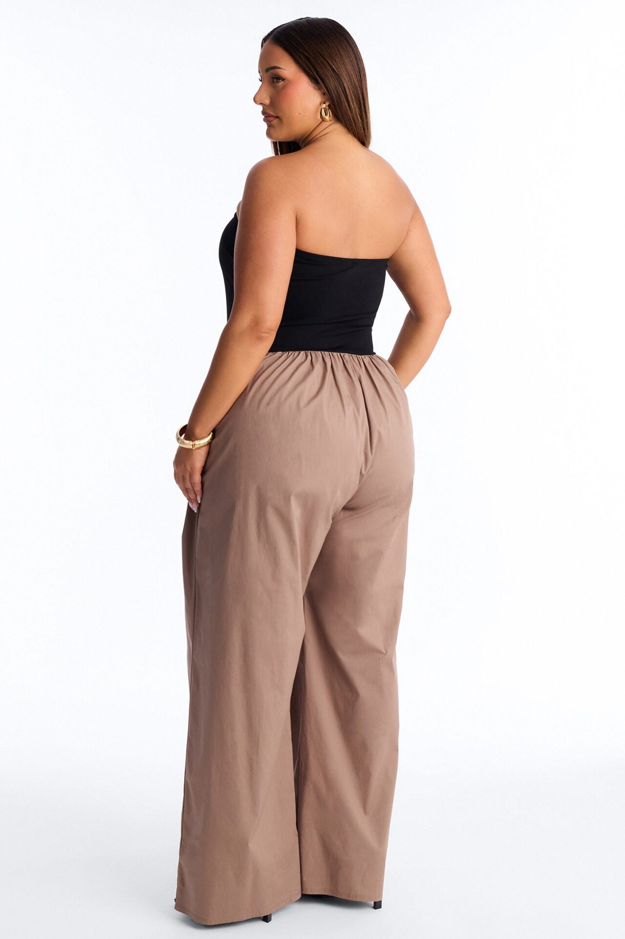 Sunday Walks Strapless Poplin Jumpsuit - Mocha