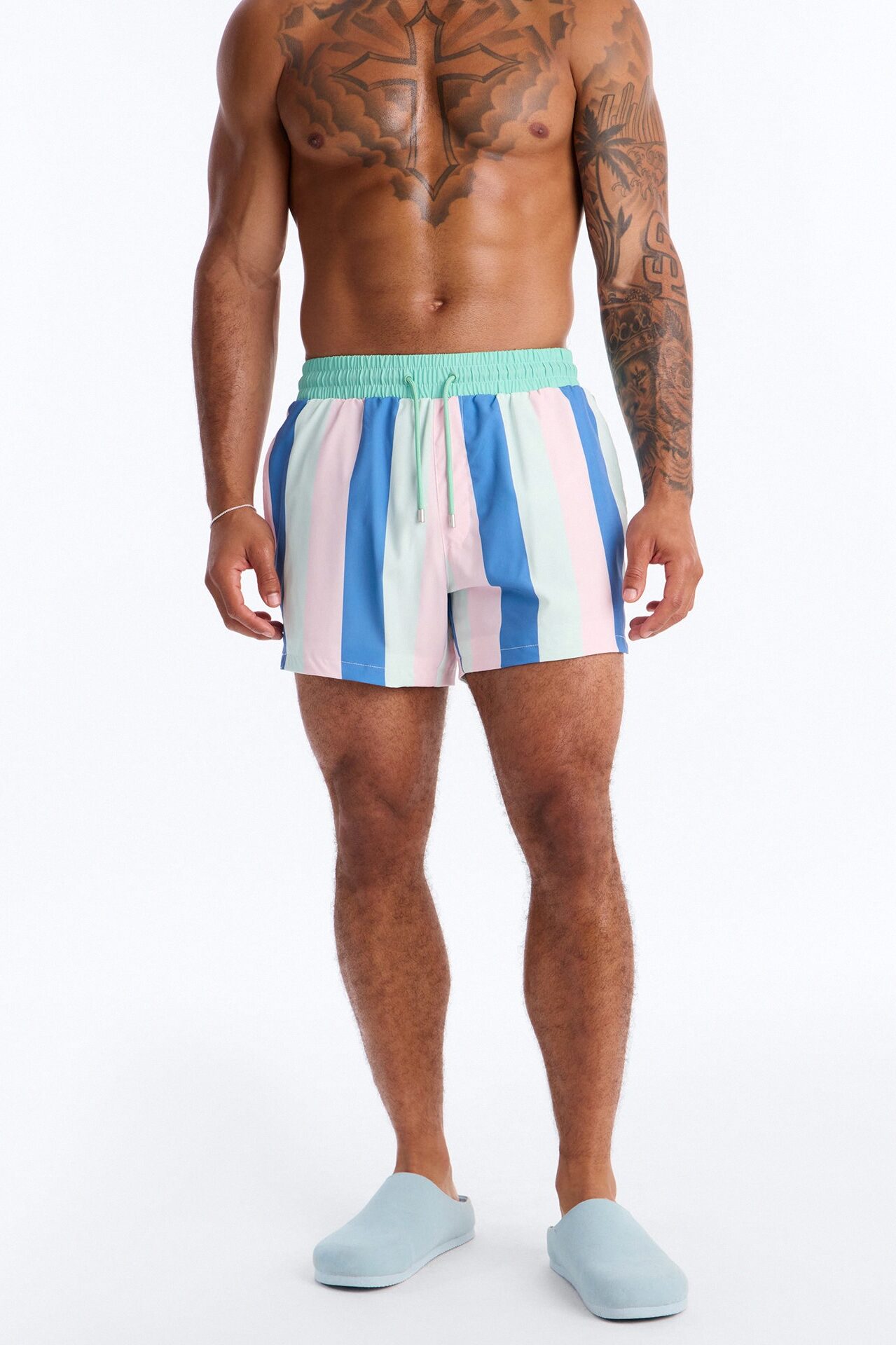 Lafayette Resort Striped Swim Trunk 4″ - Multi Color
