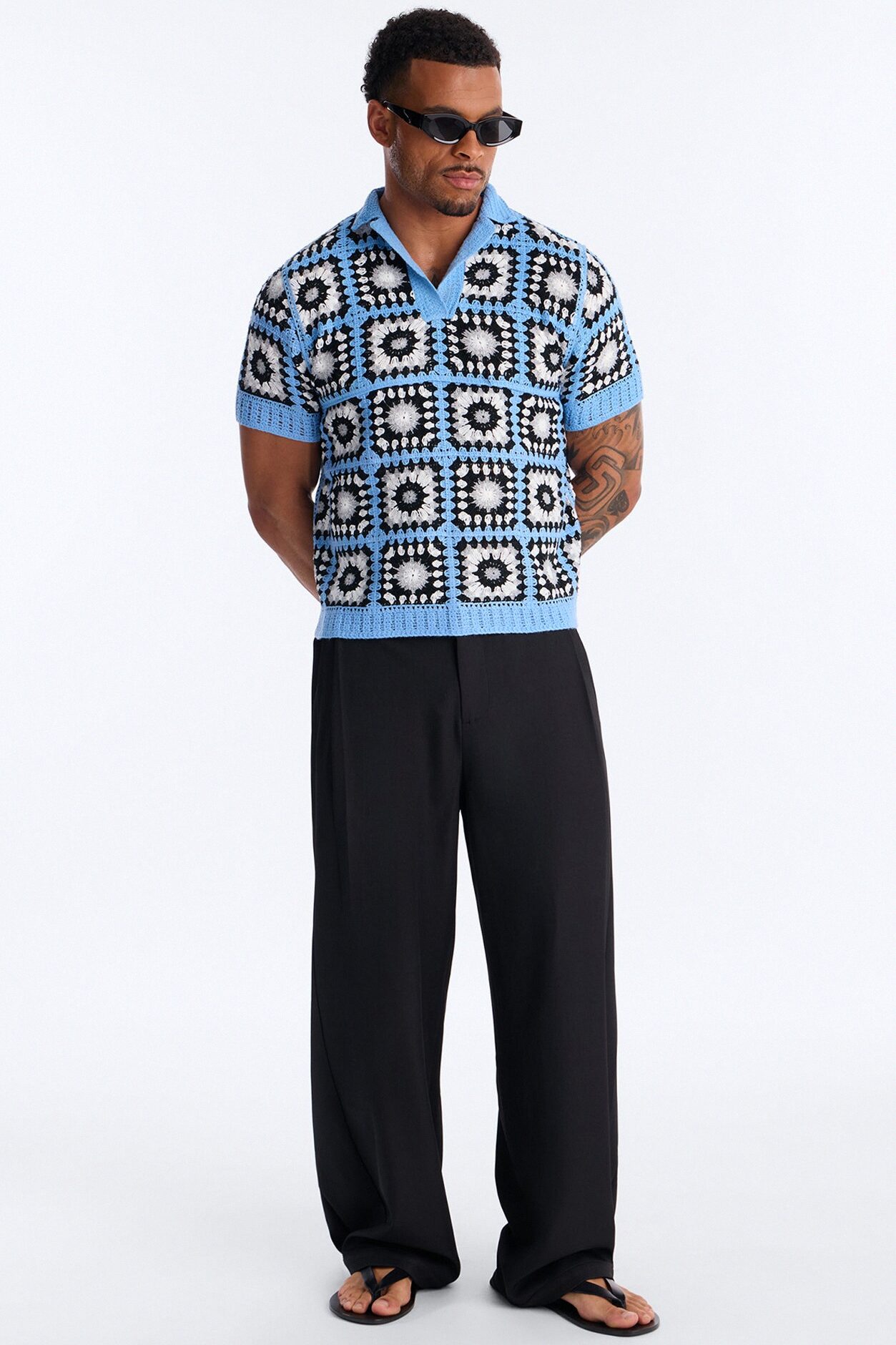 Matrix Power Crochet Johnny Collar Polo - Blue