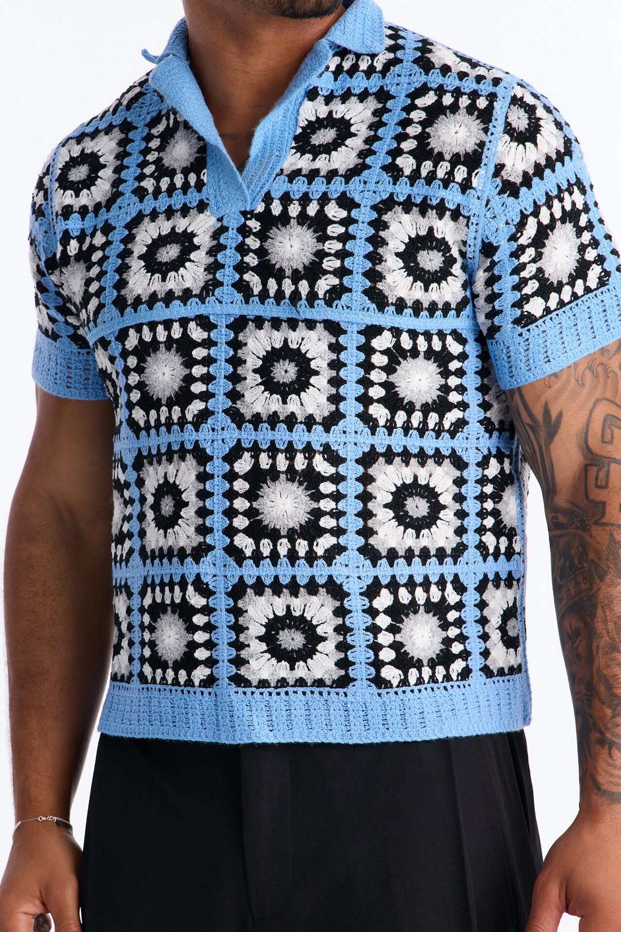 Matrix Power Crochet Johnny Collar Polo - Blue