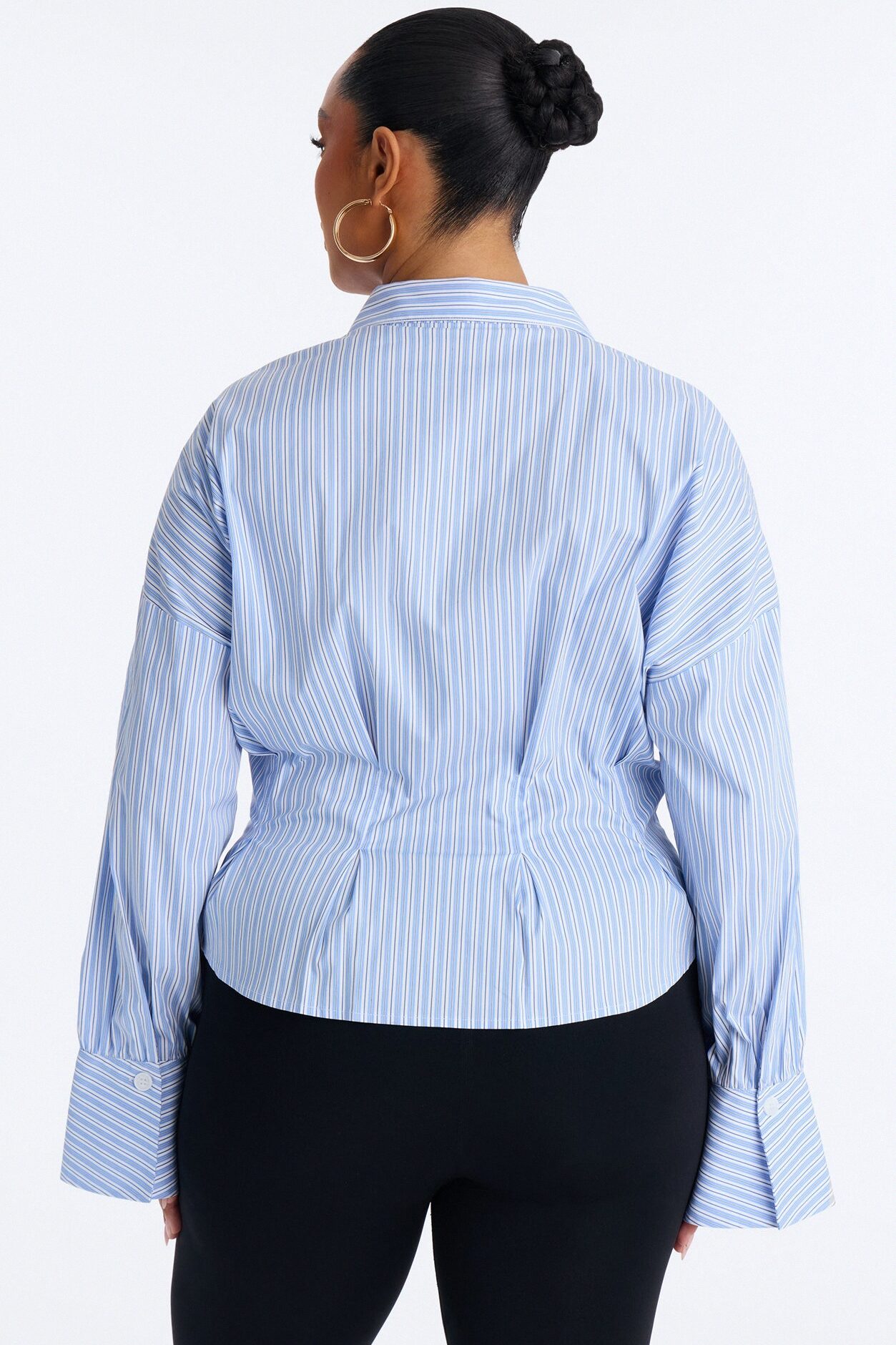 Living Proof Pleated Stripe Poplin Shirt - Blue/combo
