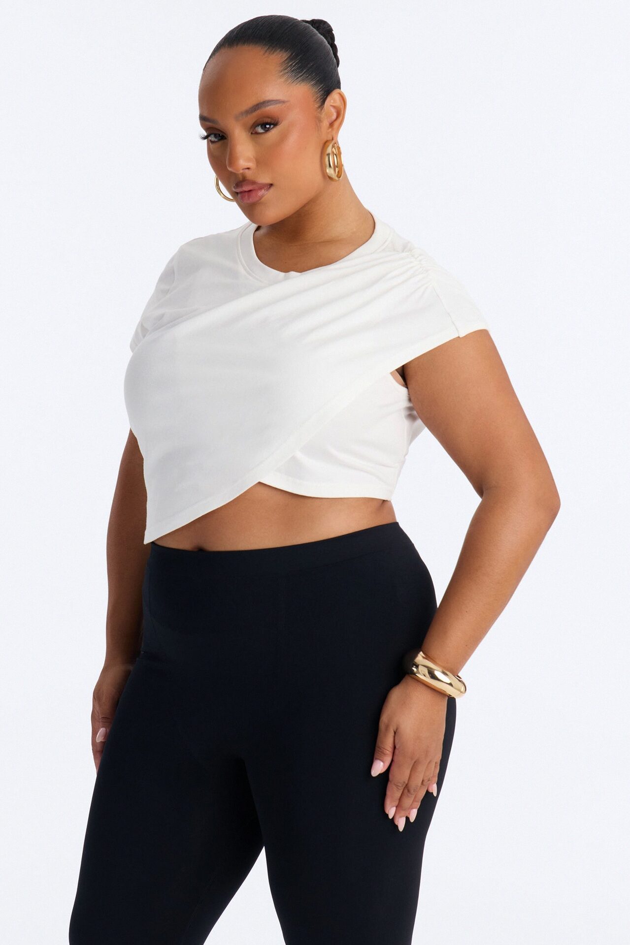 Unbothered Asymmetrical Short Sleeve T-Shirt - White