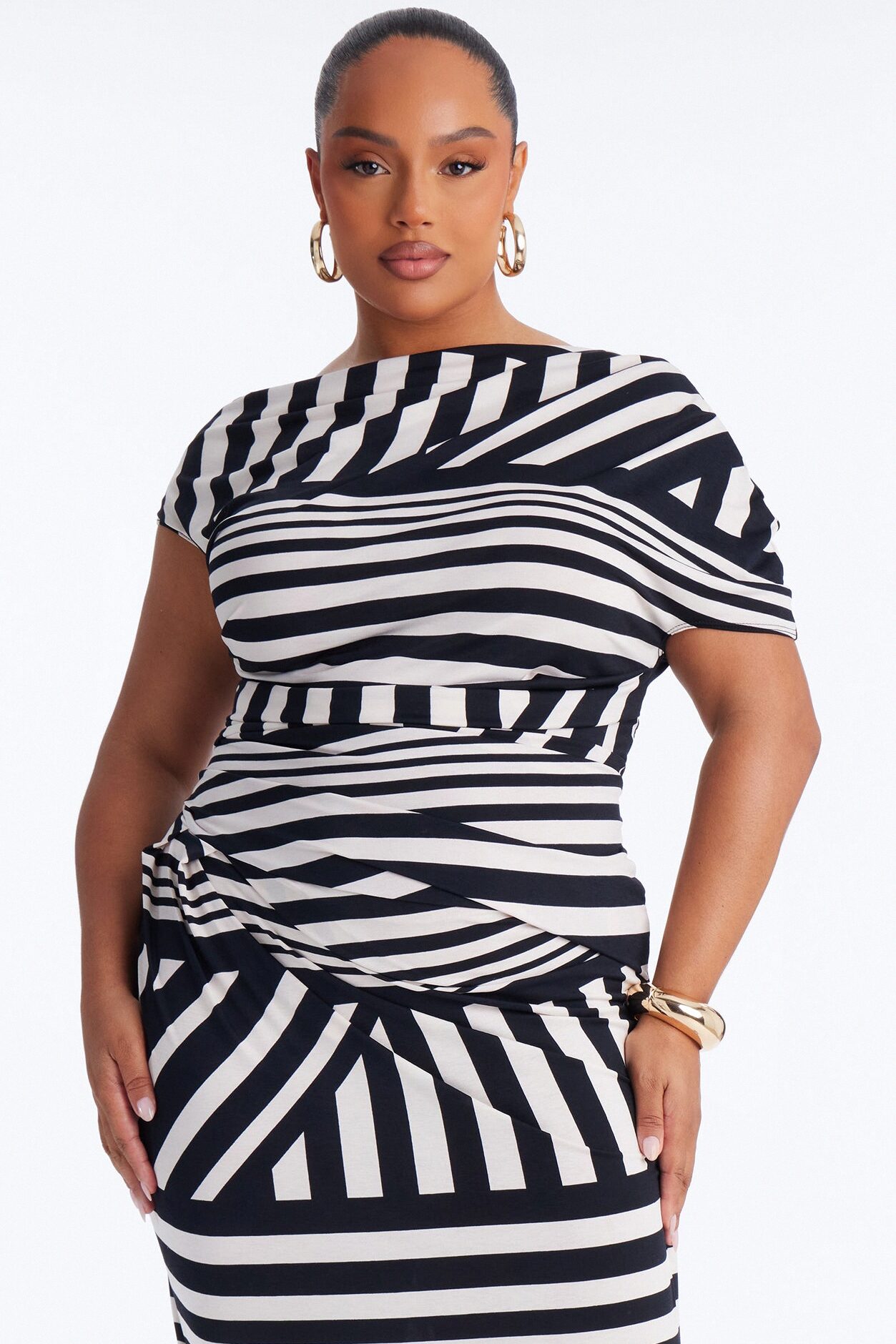 Checked In Maxi Dress - Black/White