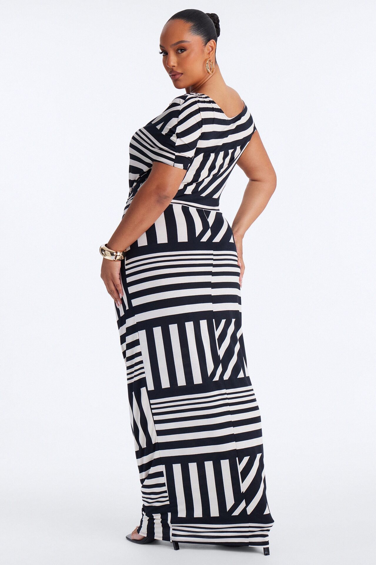 Checked In Maxi Dress - Black/White
