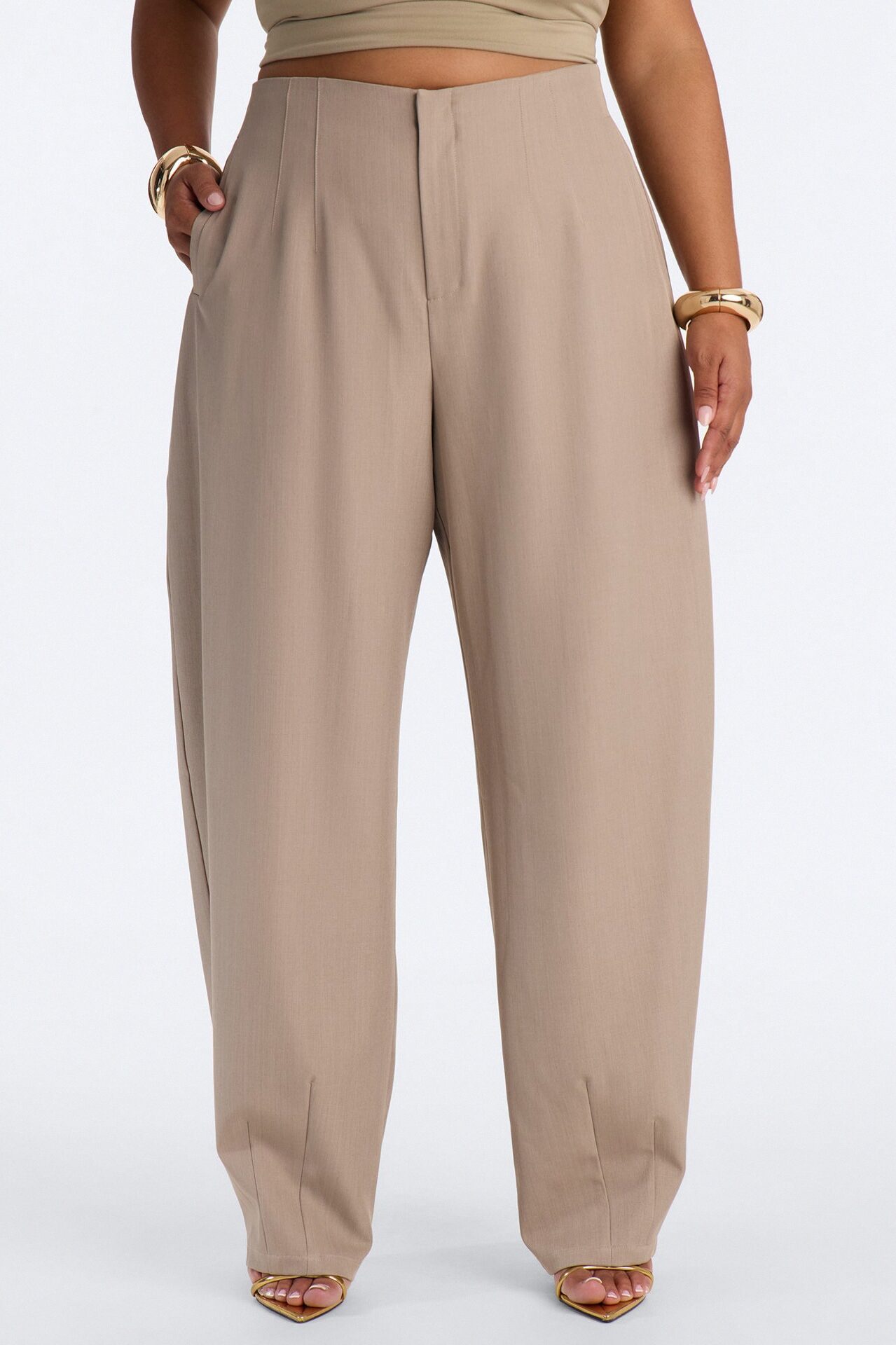 Margaret Barrel Trouser Pants 32″ - Stone