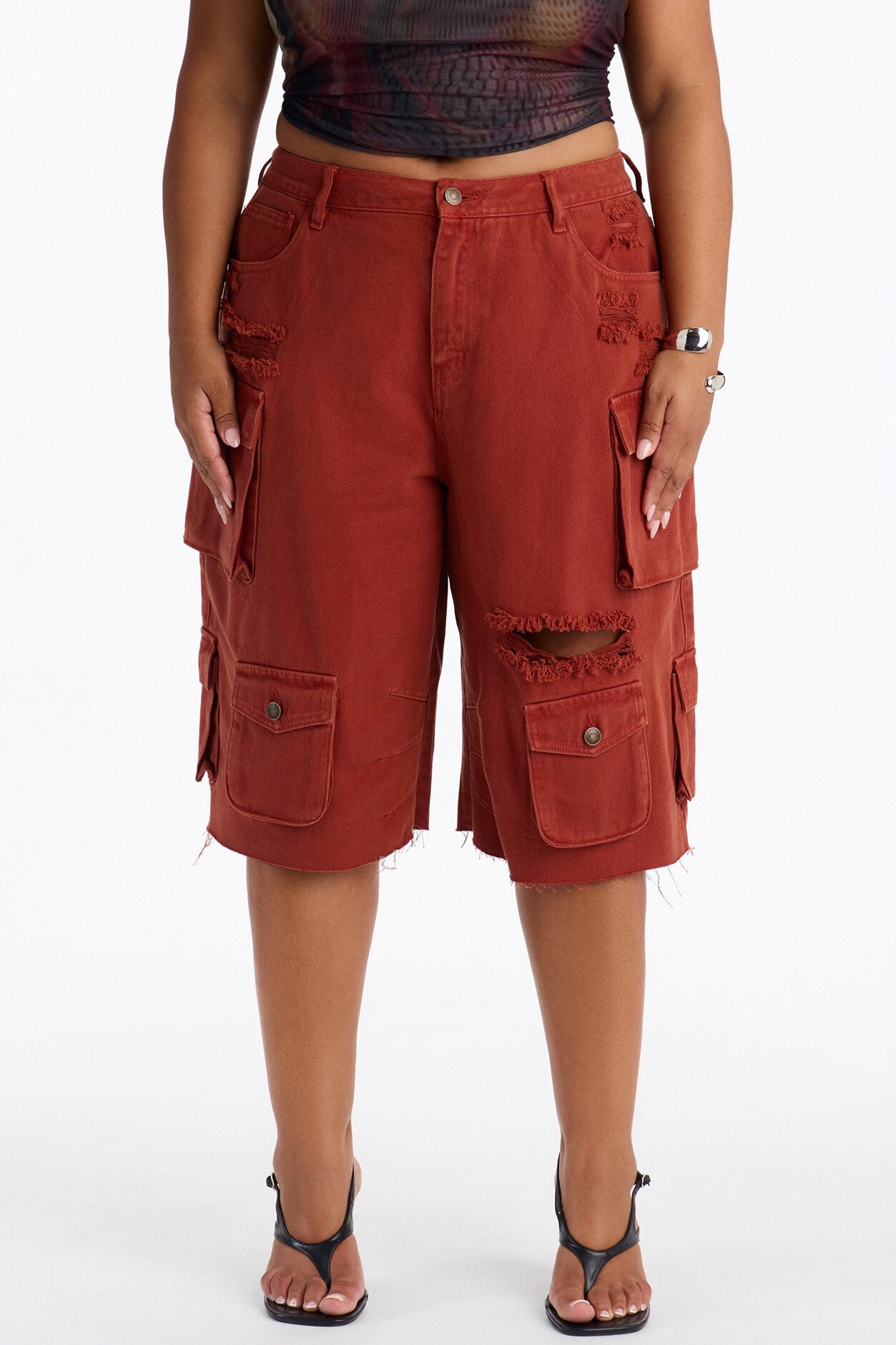 Don't Make Me Wait Cargo Bermuda Short - Rust