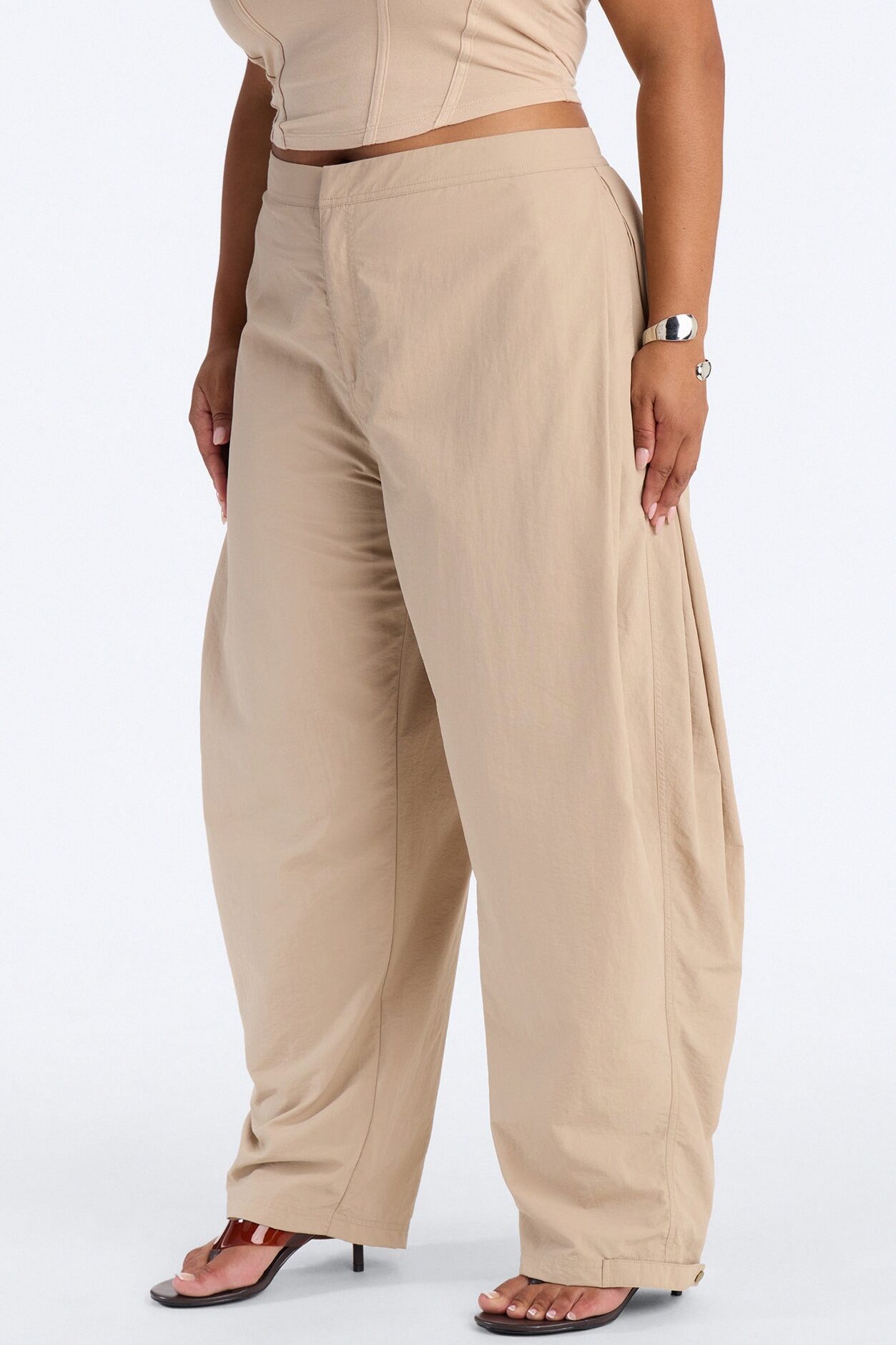 Nylon Windbreaker Pant - Stone