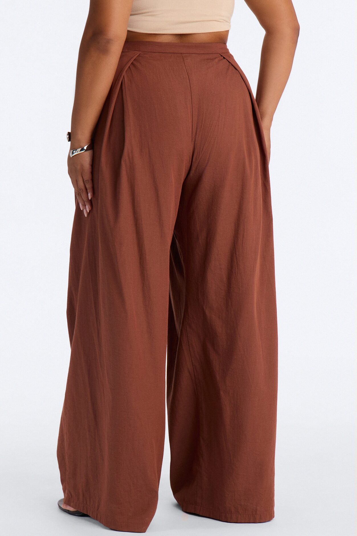 Tyra High Rise Pleated Wide Leg Pant - Spice