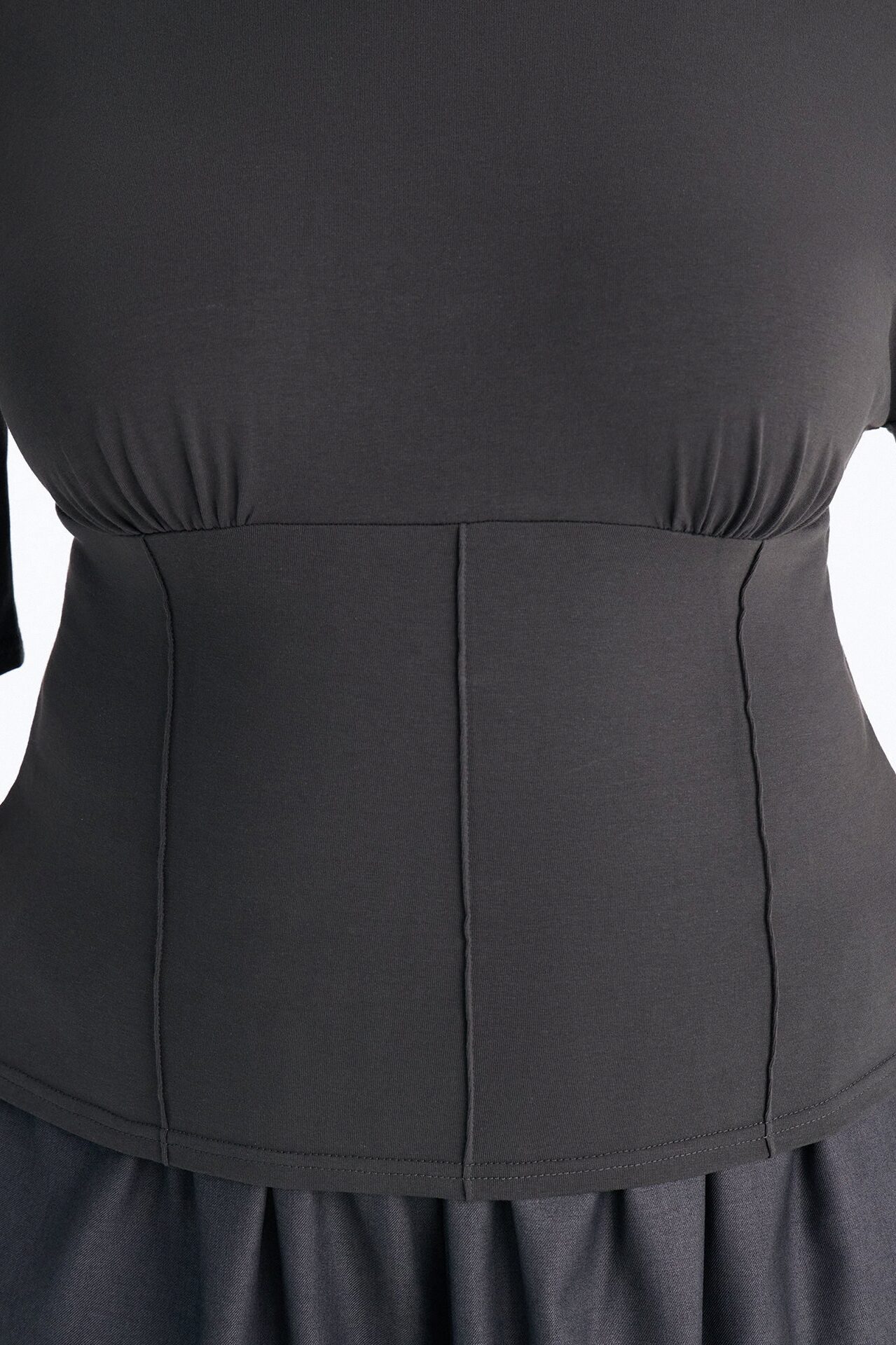 Kaylee Cinched Waist Short Sleeve T-Shirt - Charcoal