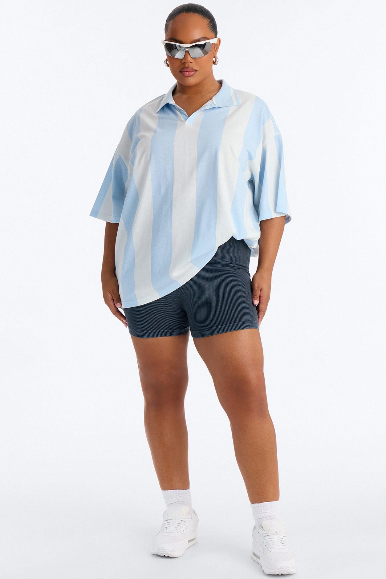 Varsity Crush Striped Short Sleeve Top - Blue/combo