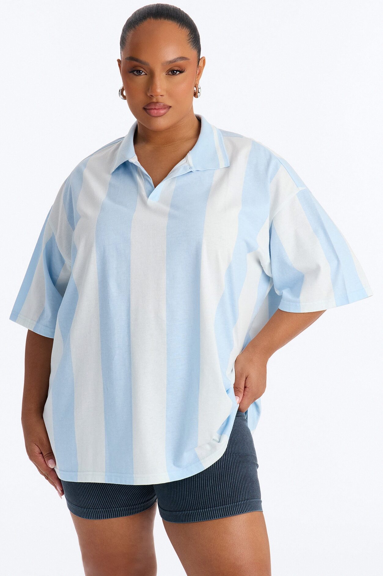 Varsity Crush Striped Short Sleeve Top - Blue/combo