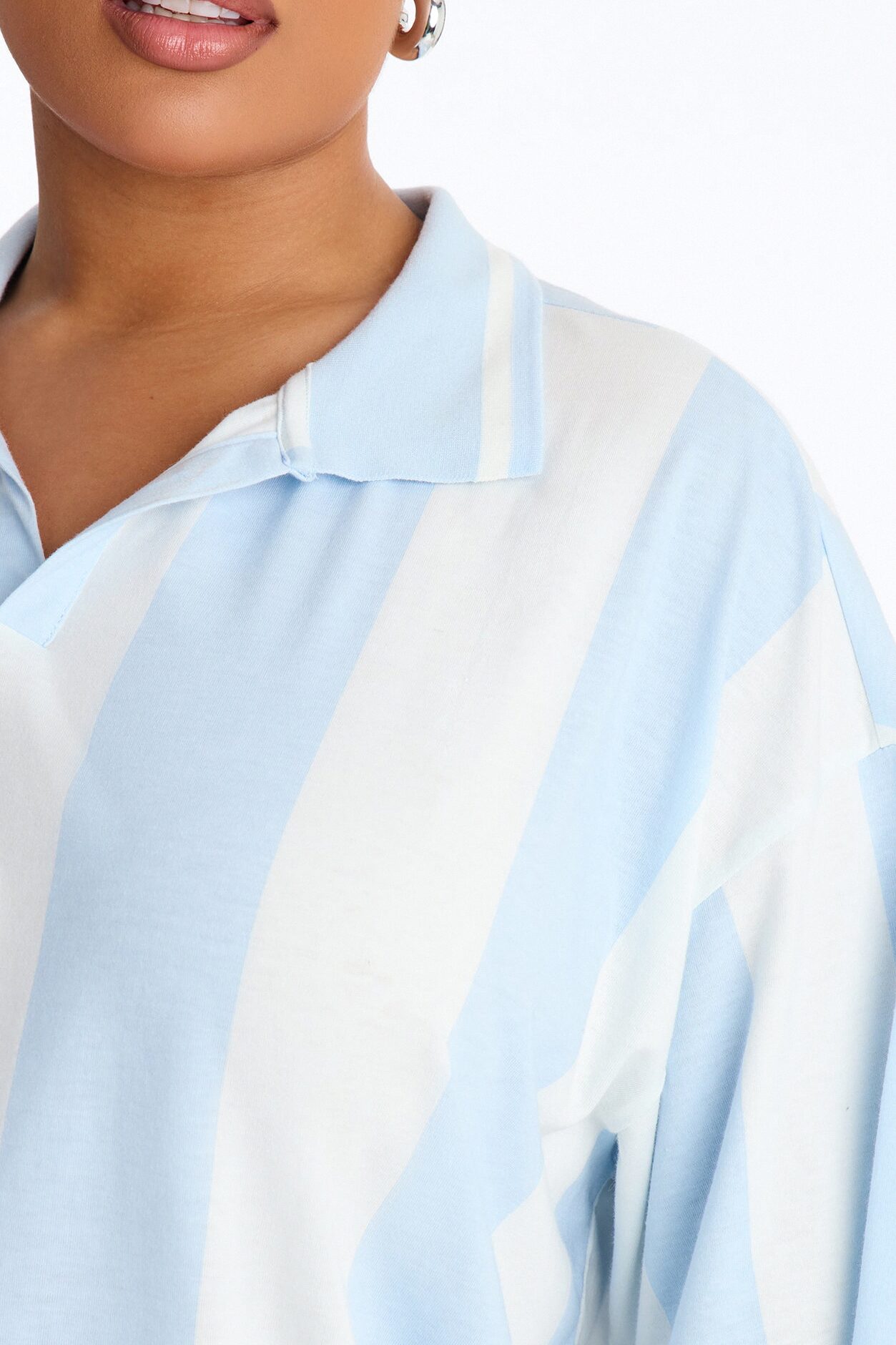 Varsity Crush Striped Short Sleeve Top - Blue/combo