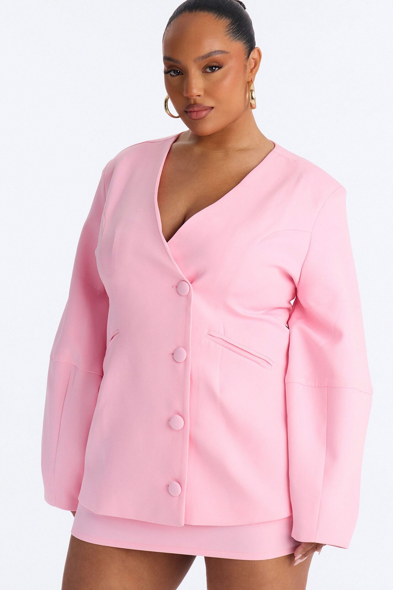 Sweet & Smart Barrel Sleeve Blazer - Pink