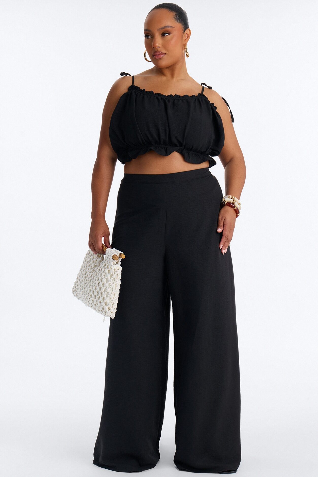 Kenya Wide Leg Pant Set - Black