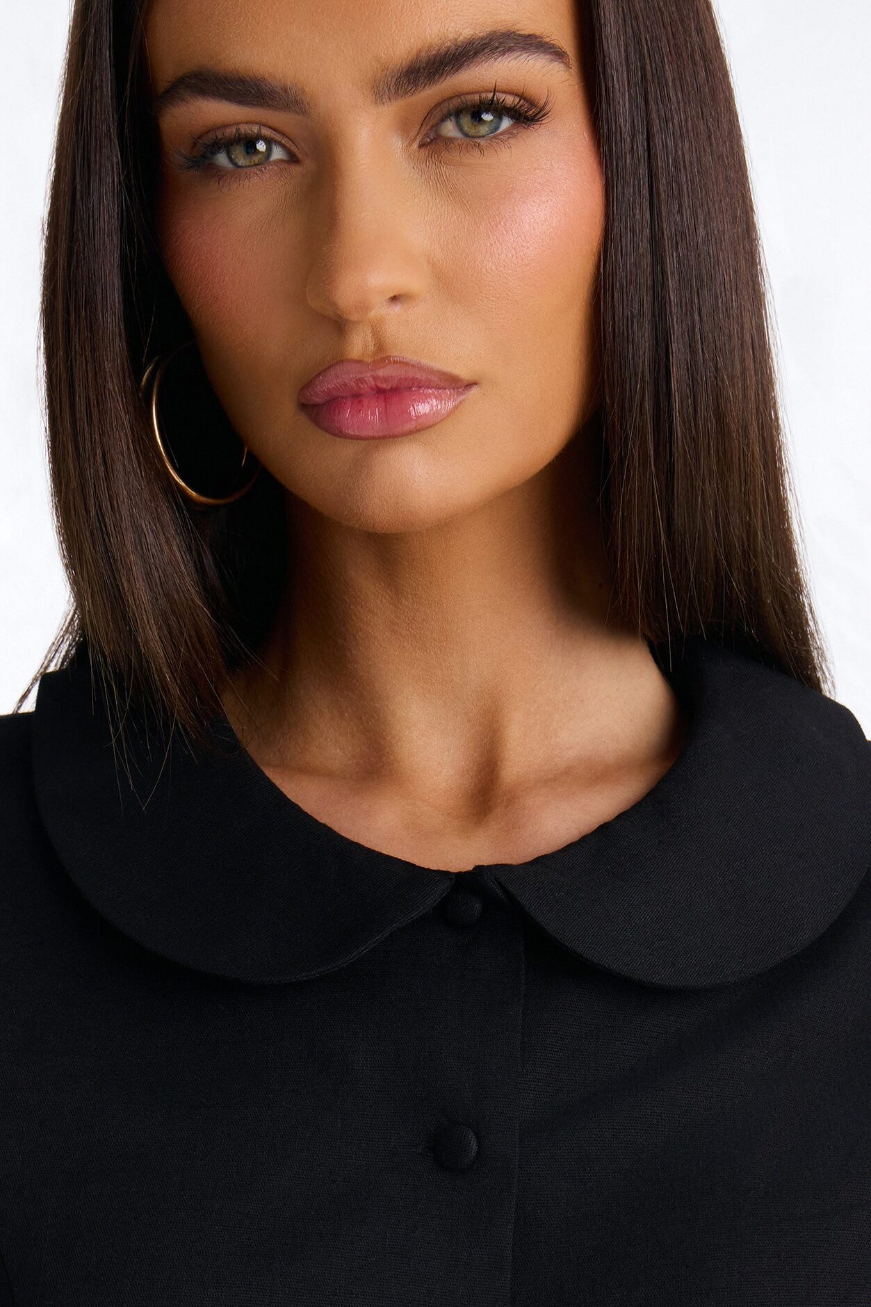 Little Cute Moment Tie Back Linen Shirt - Black