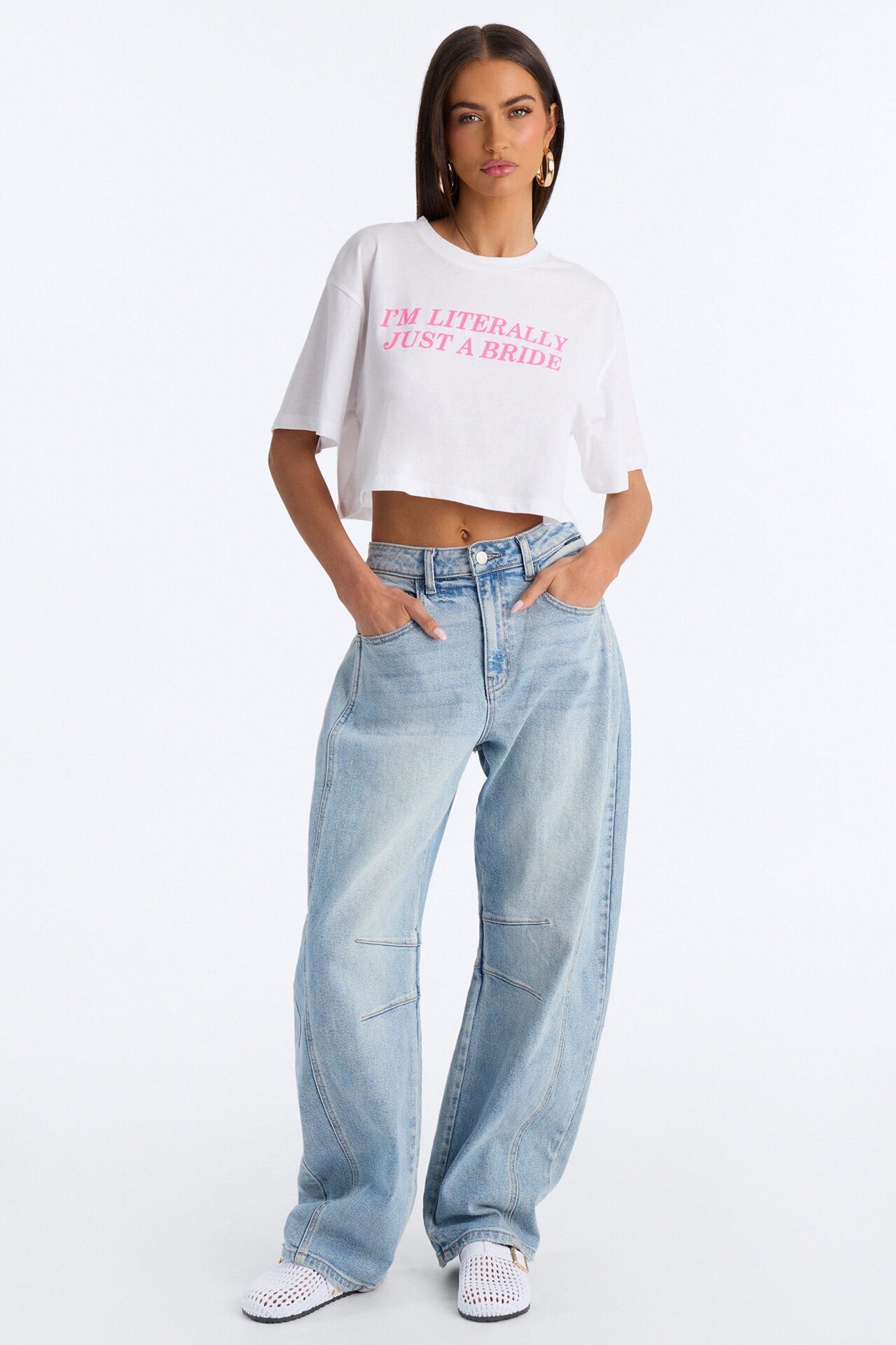 I'm Literally Just A Bride Baby Tee - White