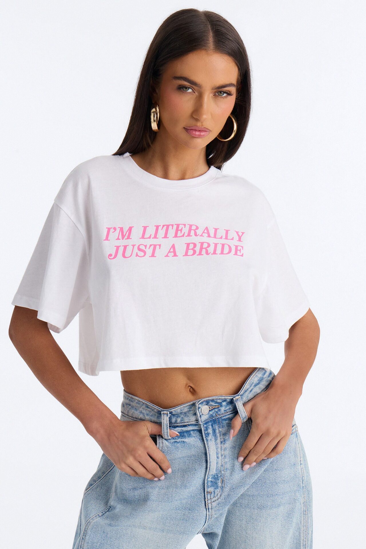 I'm Literally Just A Bride Baby Tee - White
