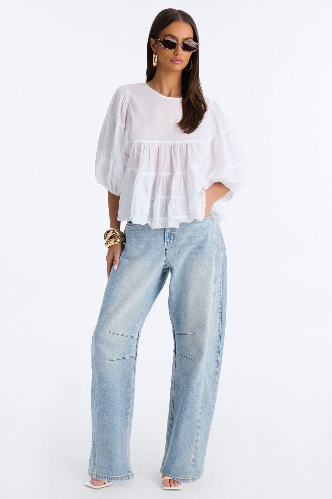 Laura BabyDoll Tiered Top - White