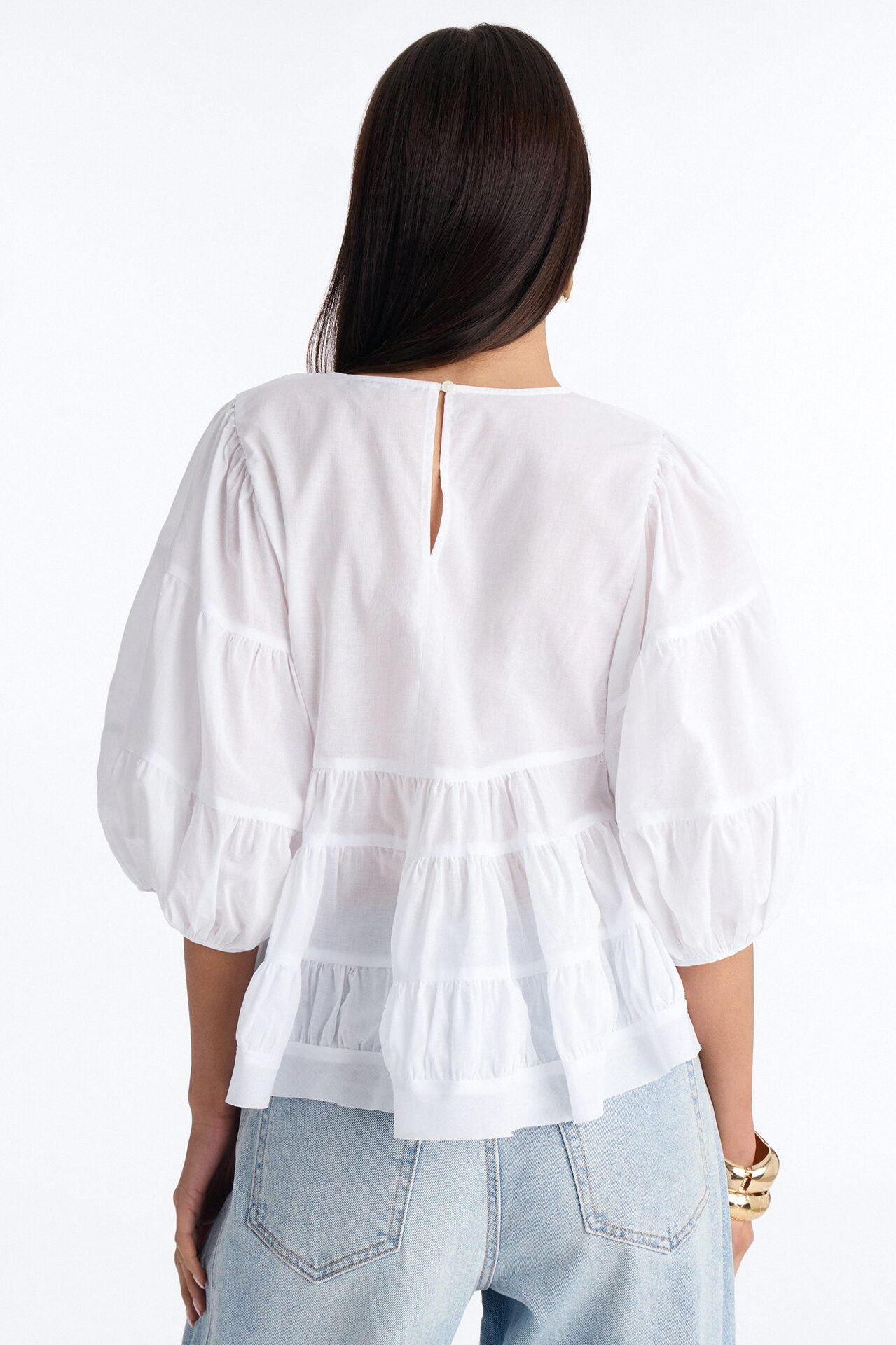 Laura BabyDoll Tiered Top - White
