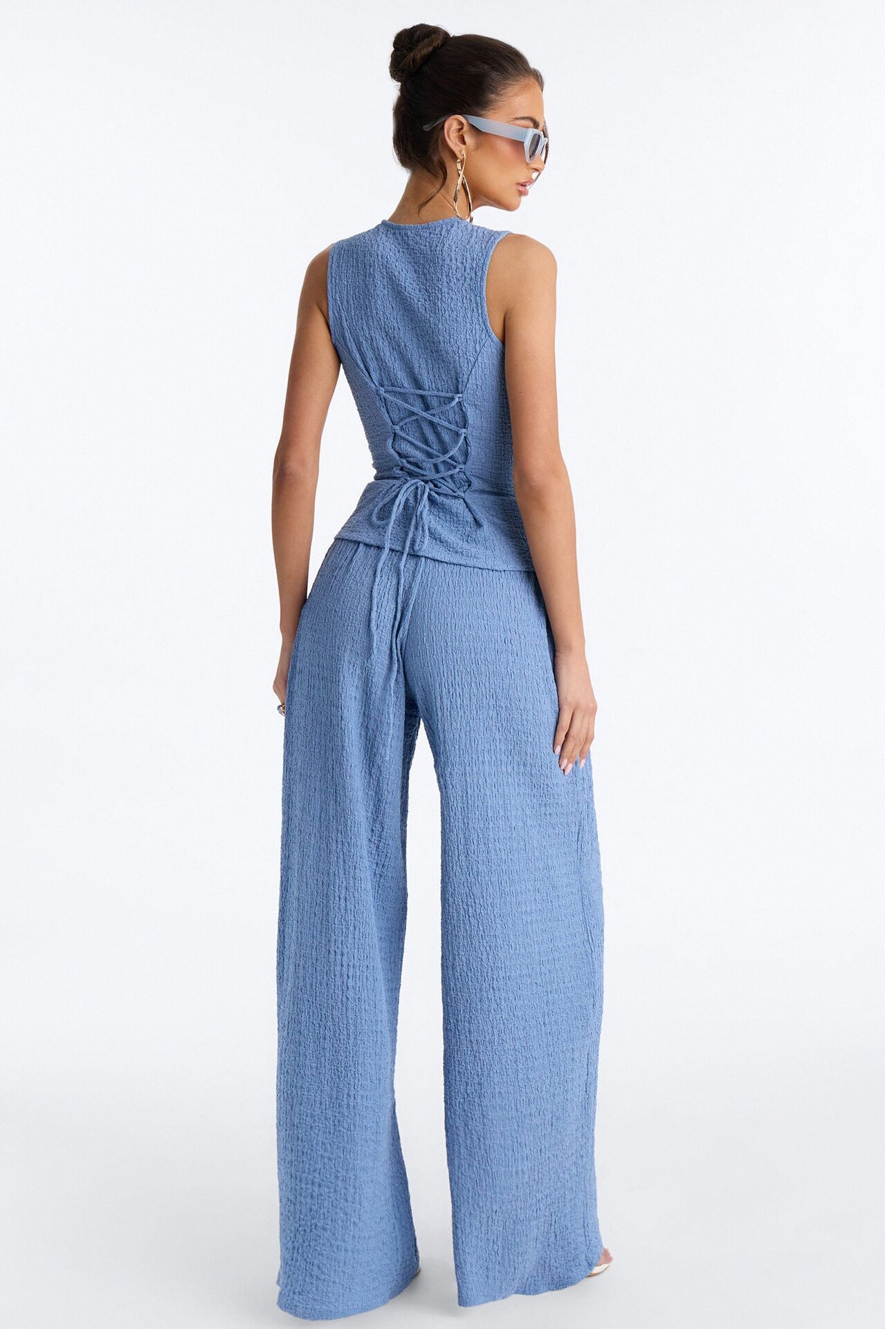 Pheobe Textured Pant Set - Blue