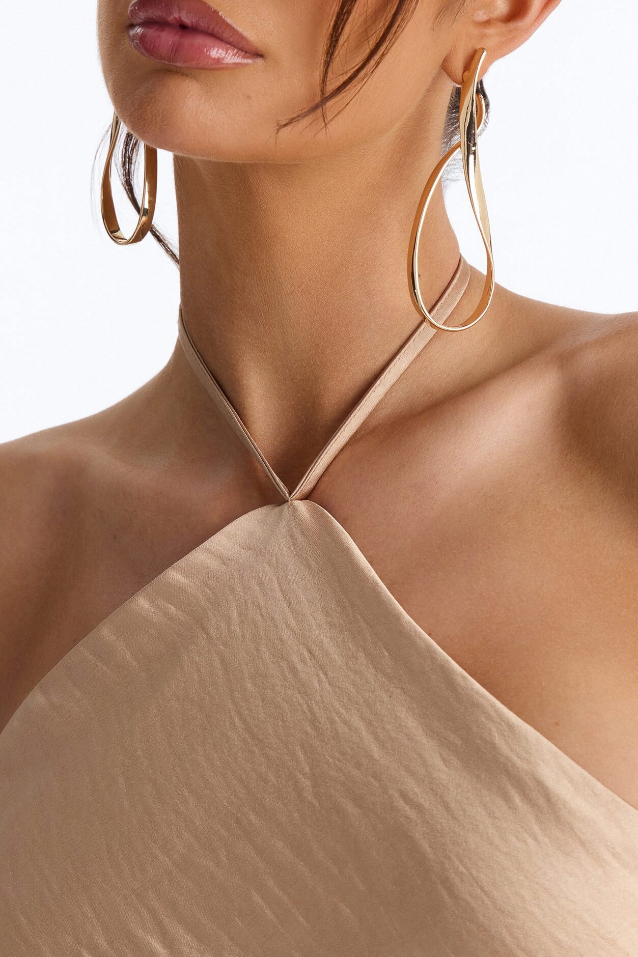 Adina Mesh Satin Maxi Dress - Mocha