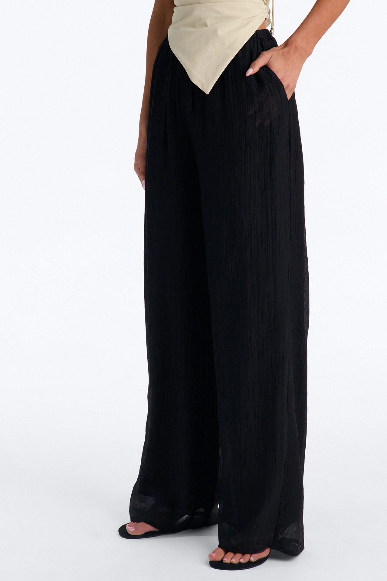 Vacay Babe Textured Wide Leg Pant - Black