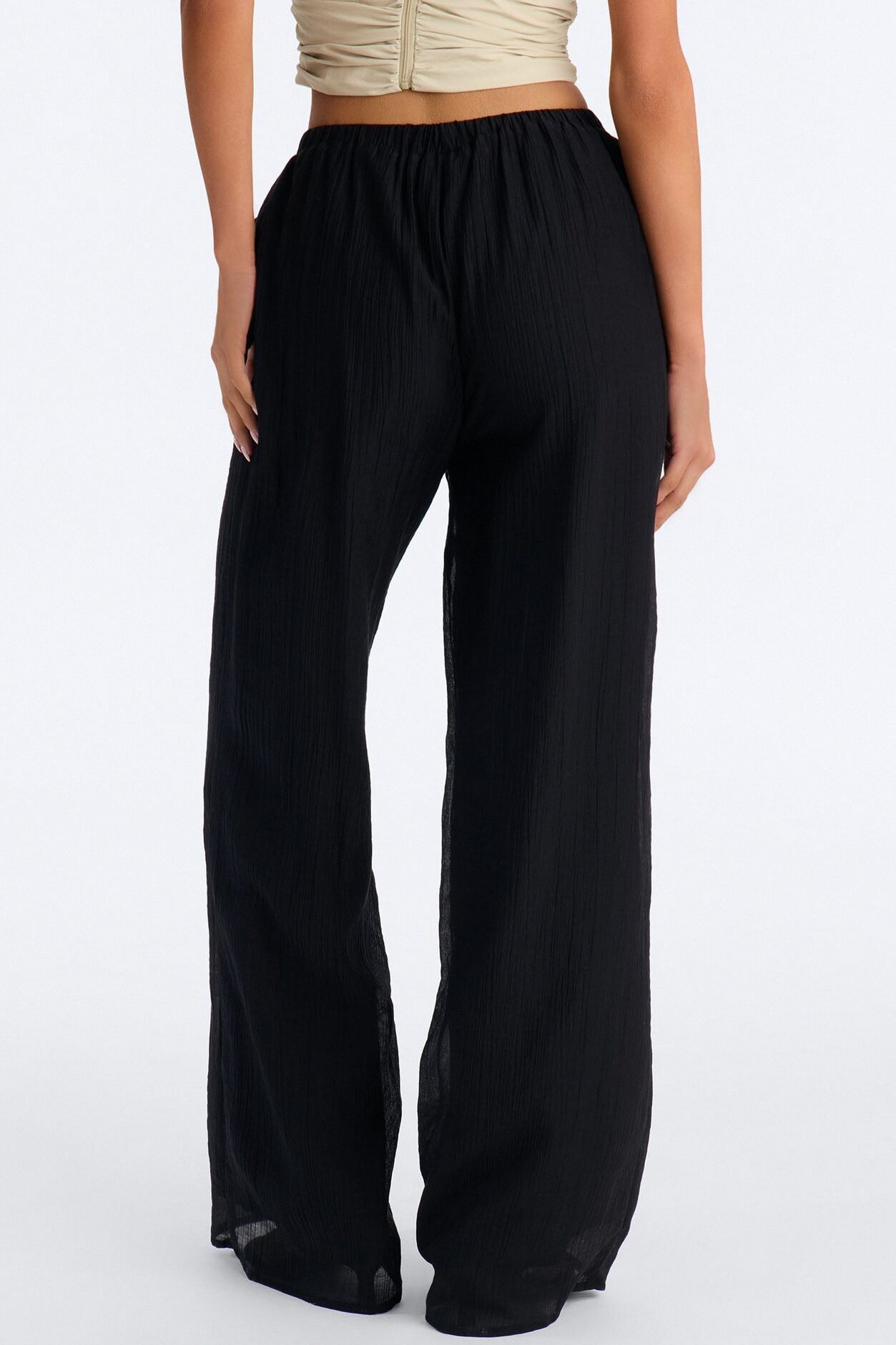 Vacay Babe Textured Wide Leg Pant - Black