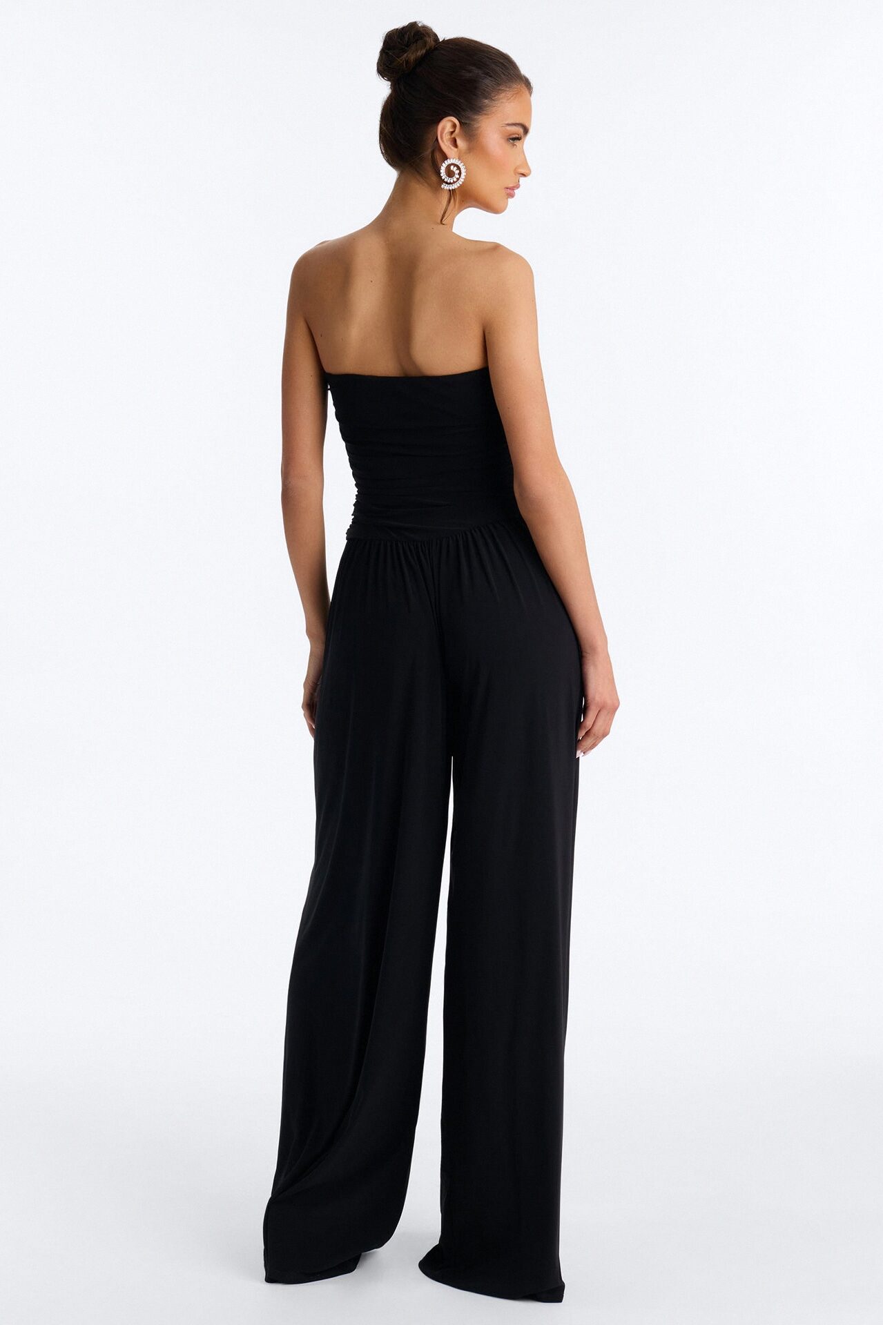 Cierra Ruched Strapless Jumpsuit - Black