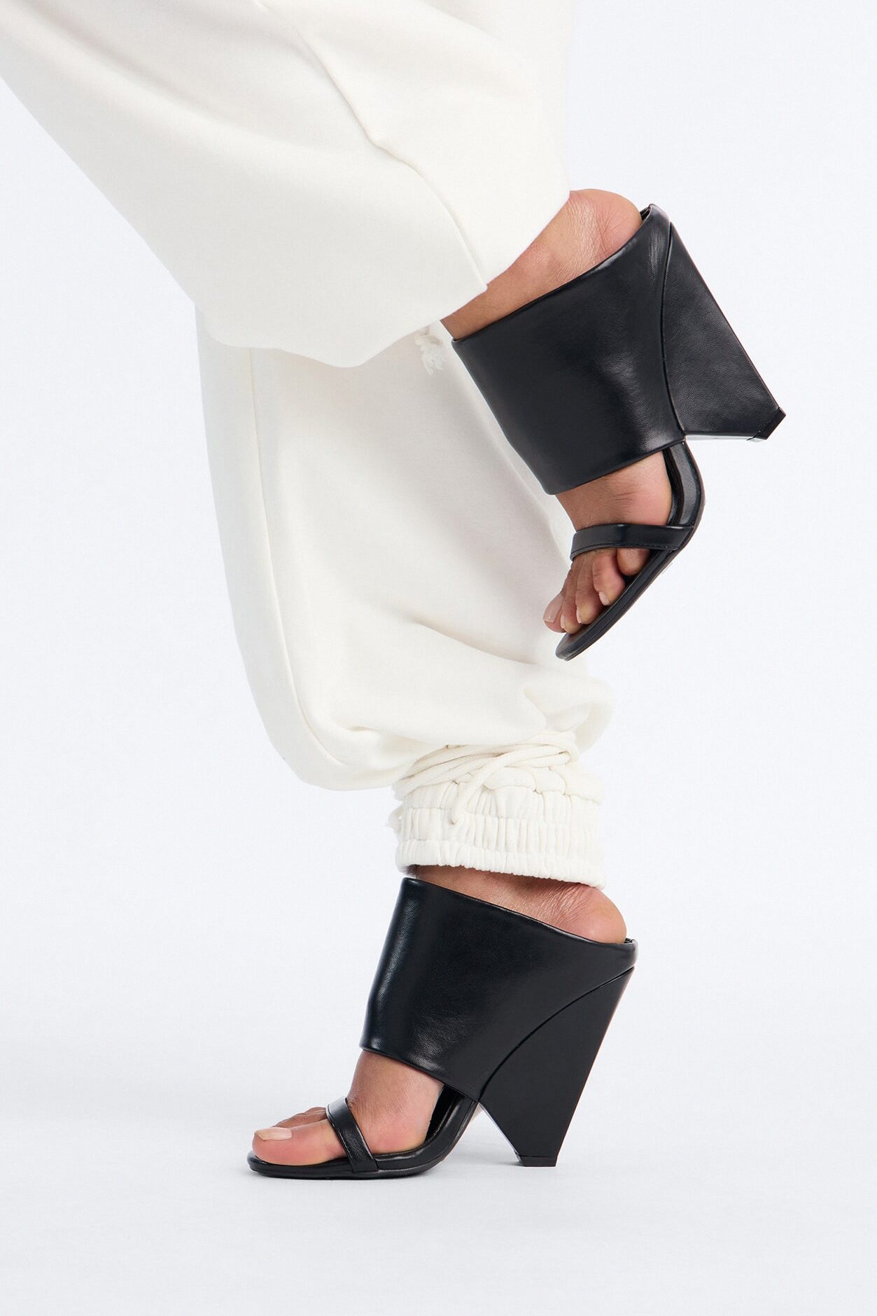 Lohan Faux Leather Wedges - Black