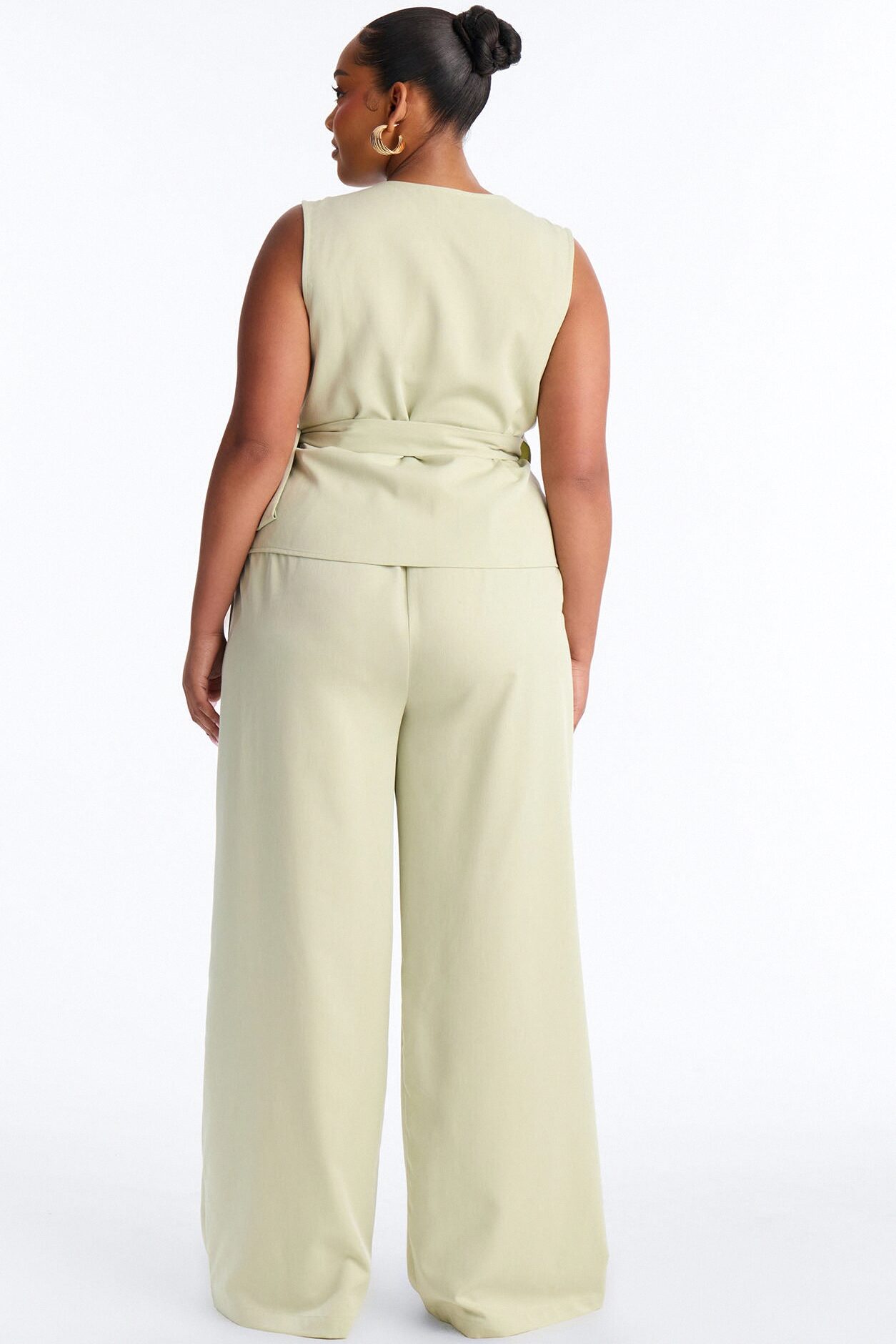 Sarah Fitted Vest Pant Set - Sage
