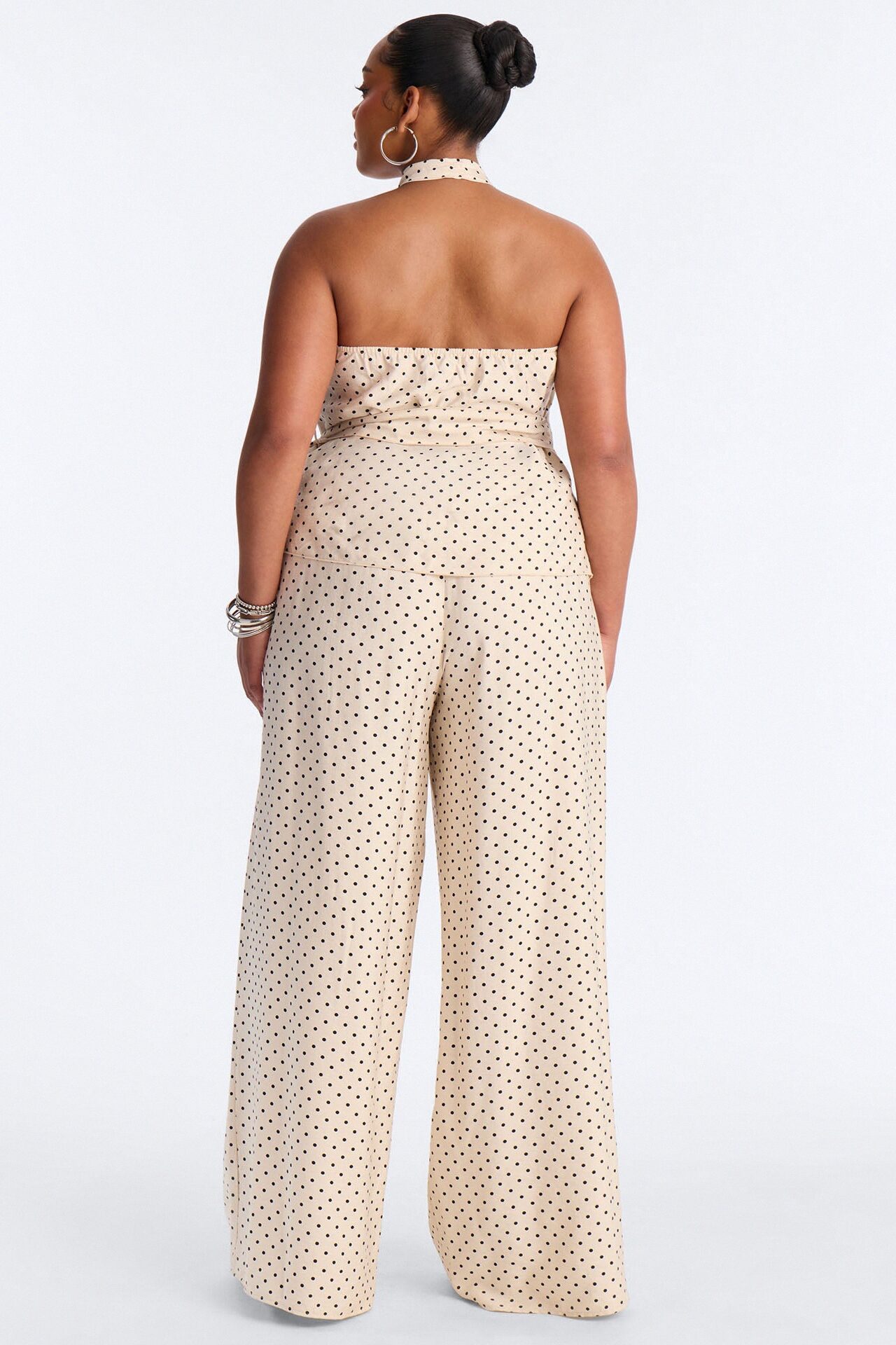 Penny Polka Dot Halter Pant Set - Taupe/combo