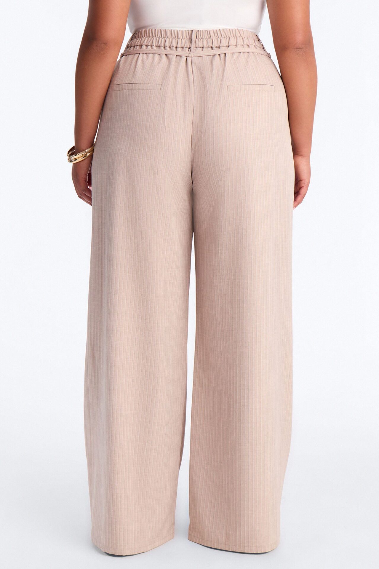 Old Money Feel Pinstripe Belted Trouser Pant 33″ - Mauve
