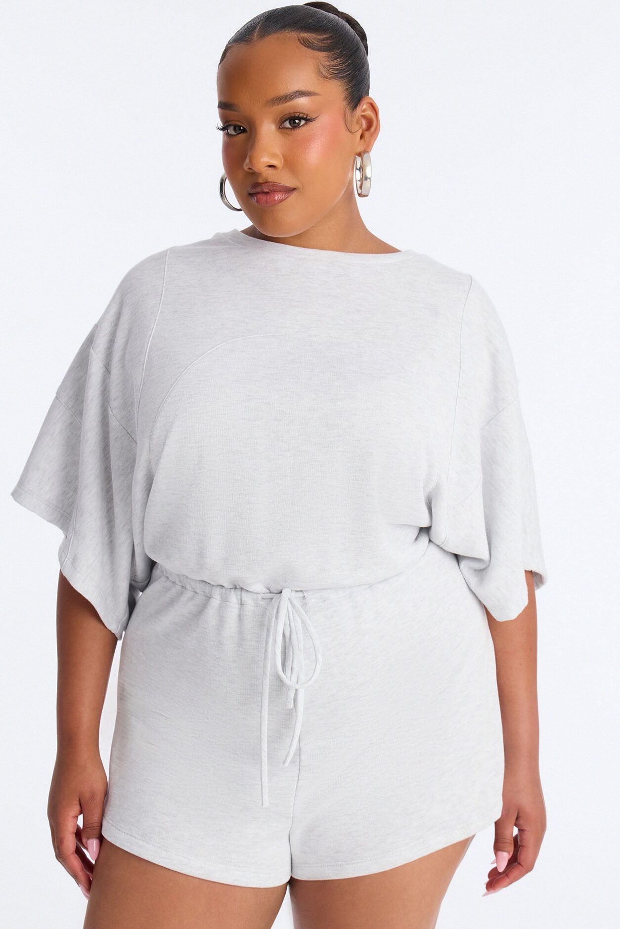 Charlize French Terry Romper - Heather Grey