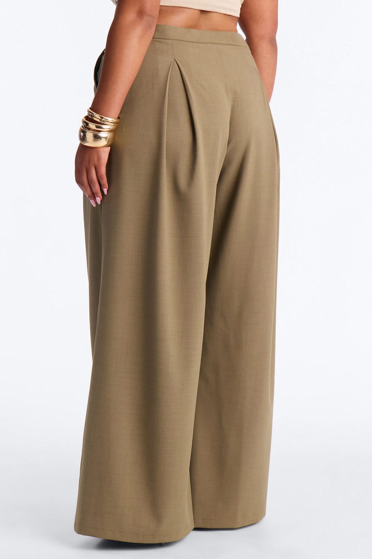 Tiana Pleated Wrap Waist Wide Leg Trouser - Caffe