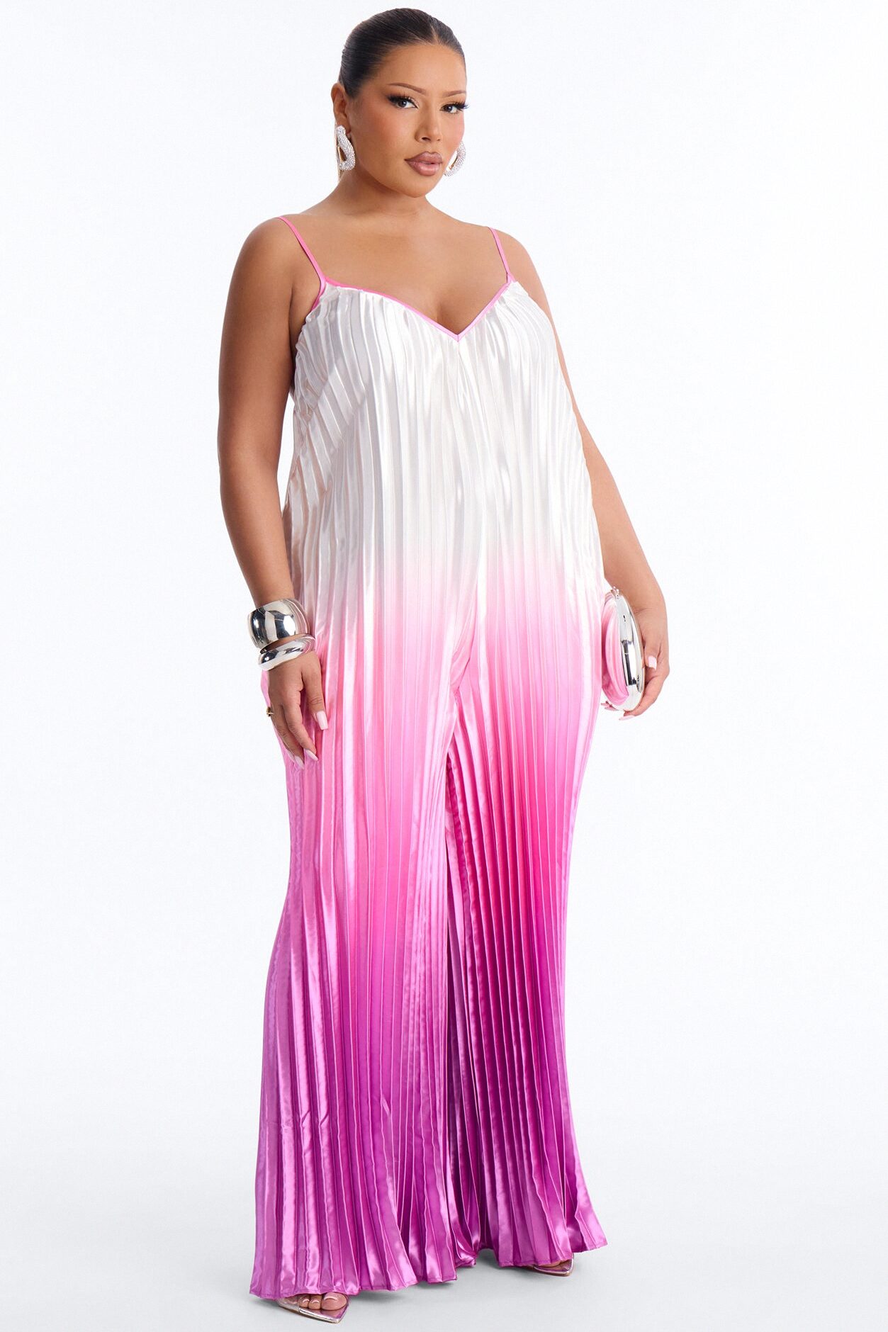 Paige Satin Ombre Wide Leg Jumpsuit - Pink