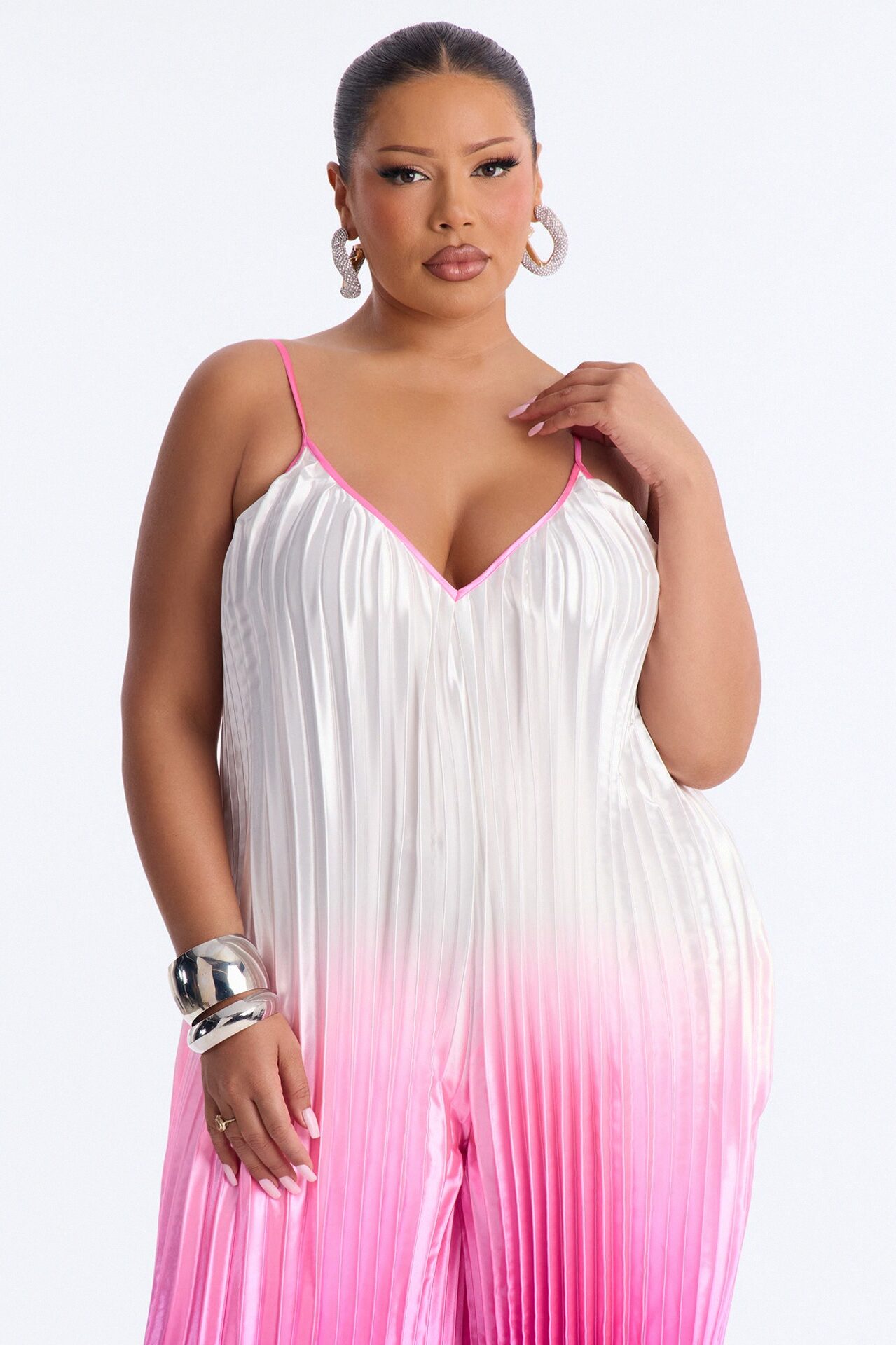Paige Satin Ombre Wide Leg Jumpsuit - Pink