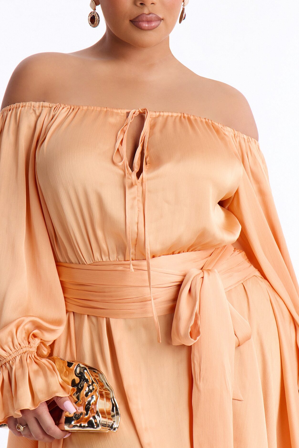Amy Asymmetrical Metallic Mini Dress - Orange