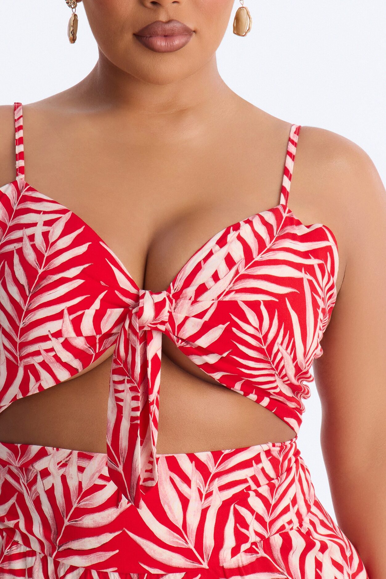 Kaylie Printed Tie Front Maxi Dress - Red/combo