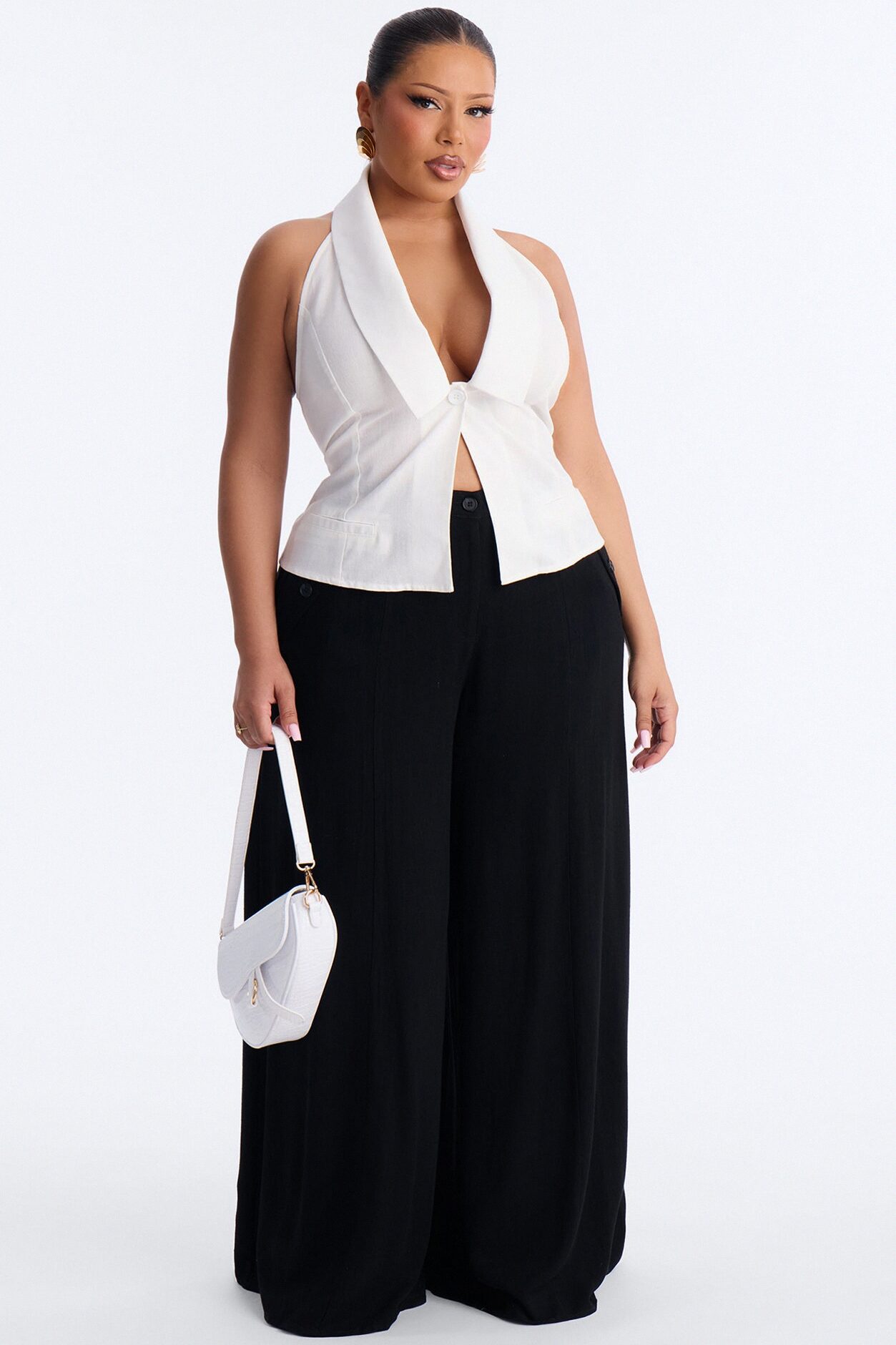 Flash On Linen Halter Top - White