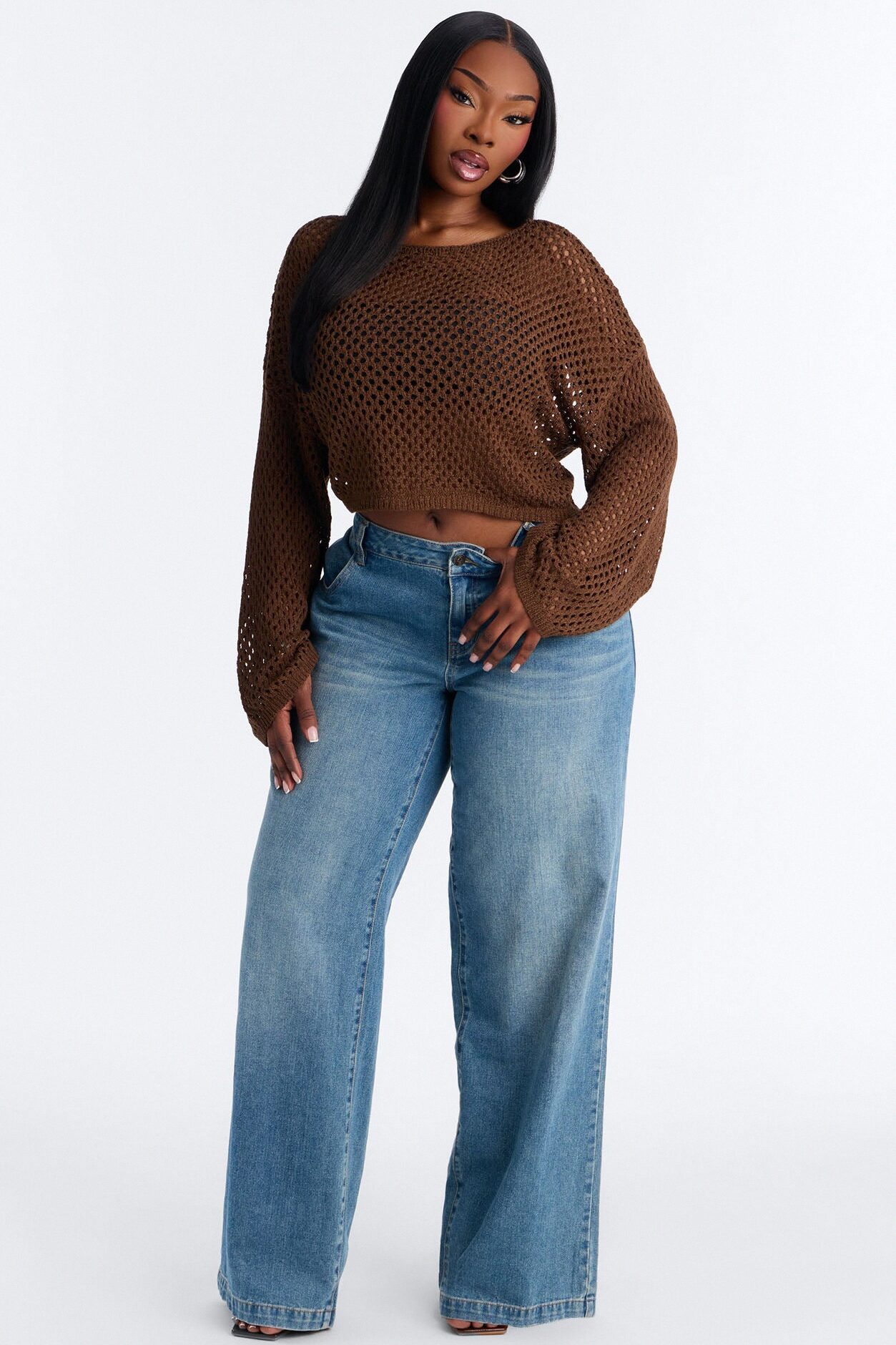 Sun Spirit Crochet Sweater - Chocolate