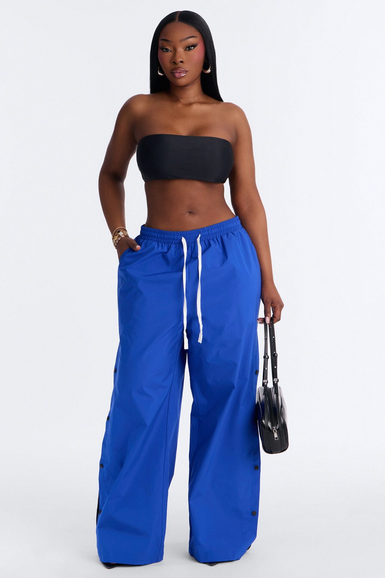 Jennie Snap Button Track Pant - Blue
