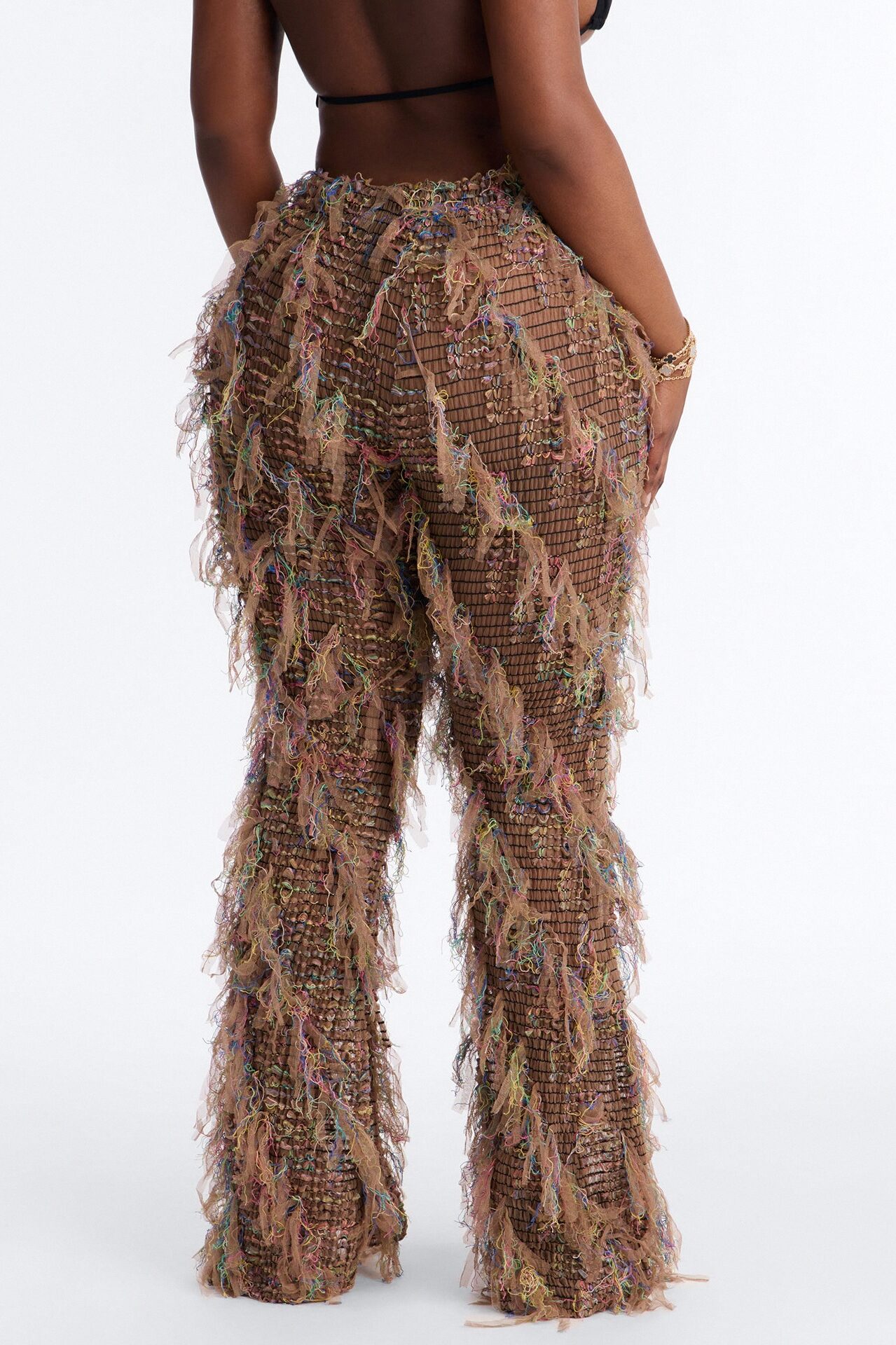 Anika Distressed Flare Pant - Beige