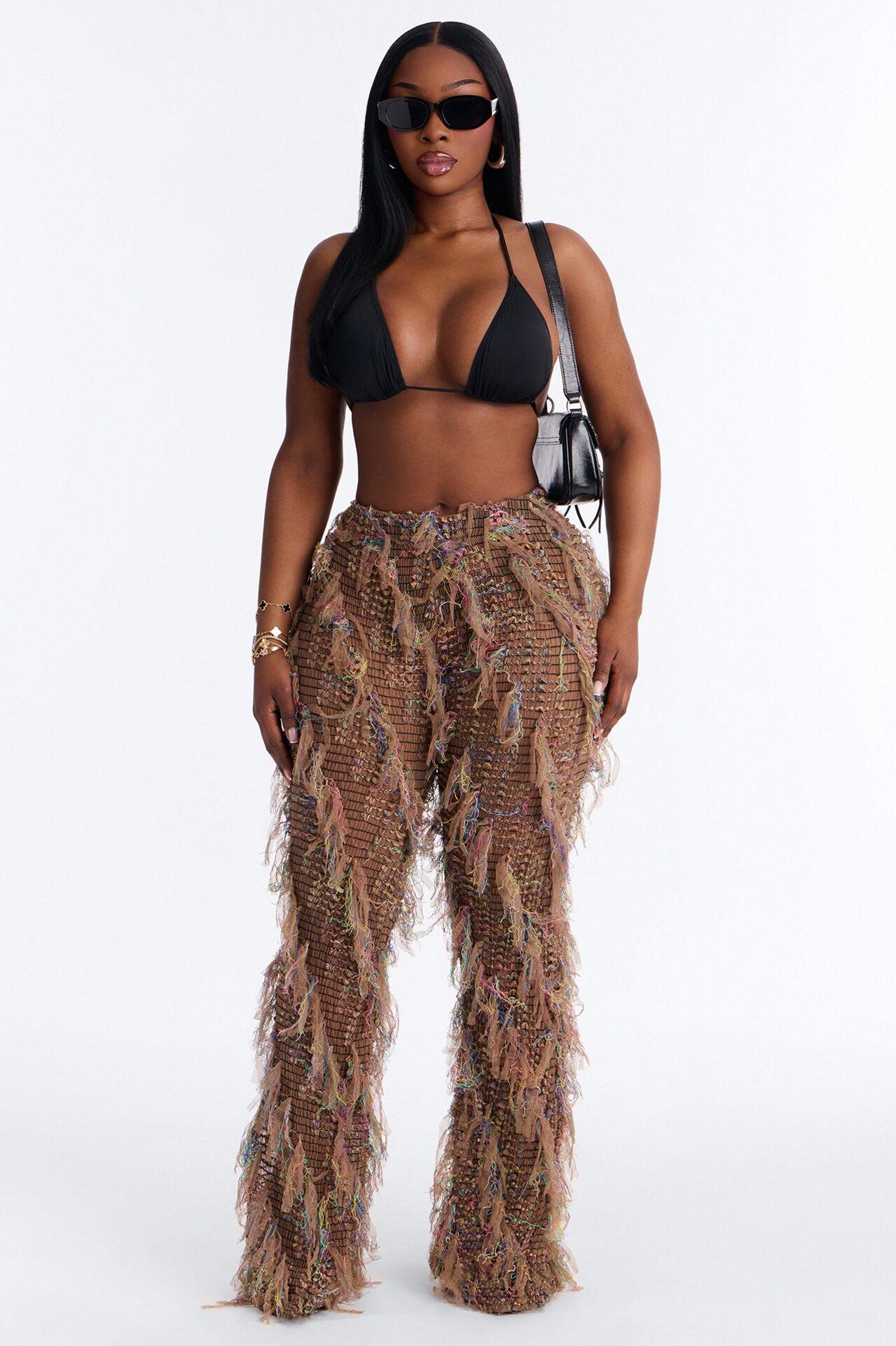 Anika Distressed Flare Pant - Beige