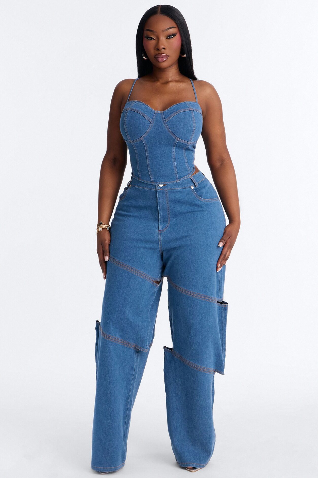 Jenny Denim Pant Set - Light Wash