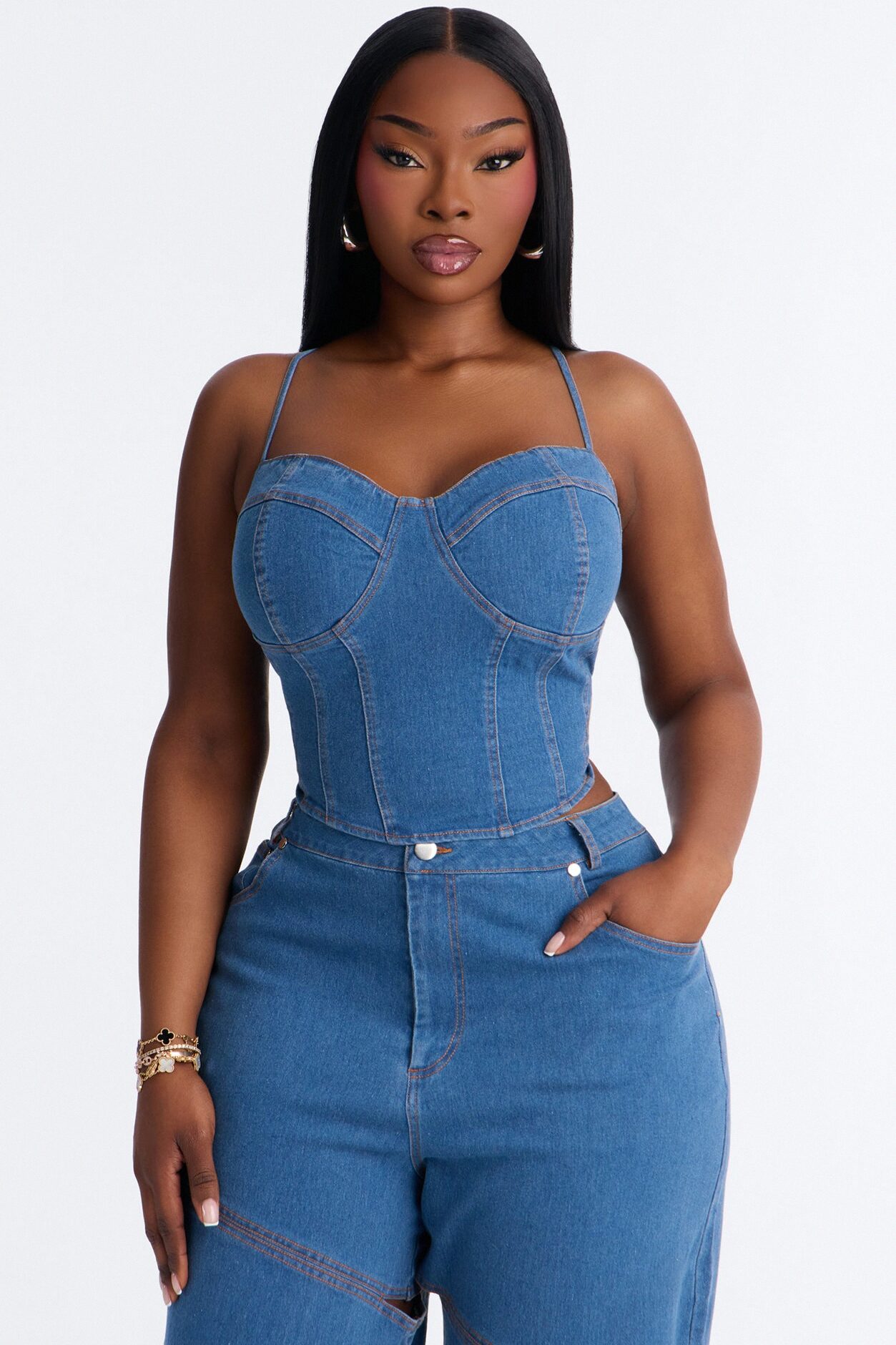Jenny Denim Pant Set - Light Wash