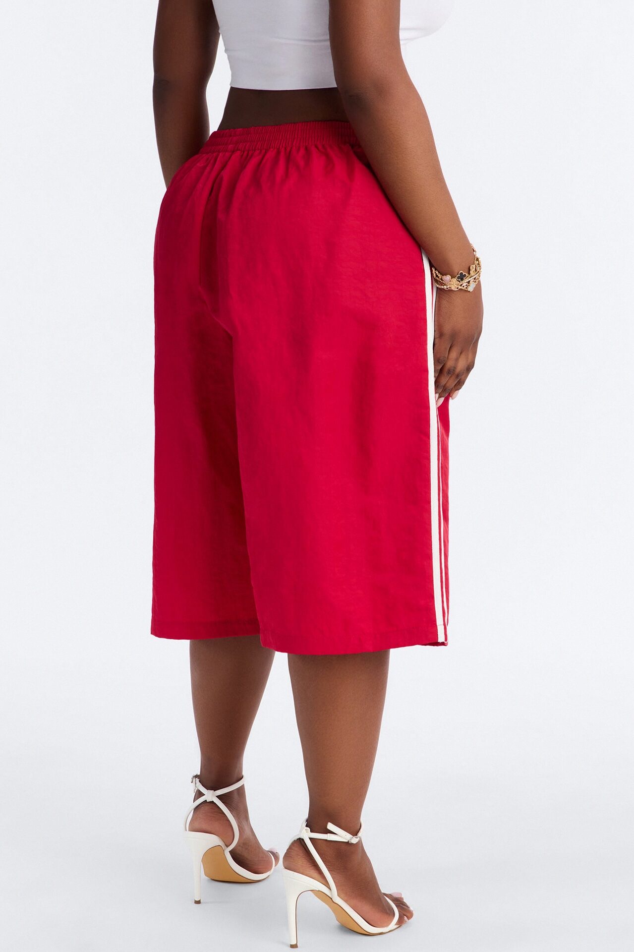 Can't Keep Up Striped Bermuda Track Short - Red/White