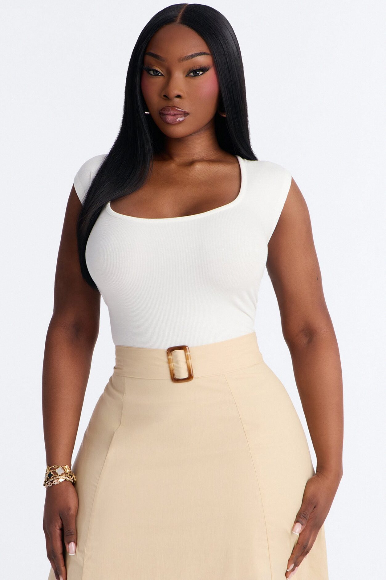 Sandra Contrast Belted Midi Dress - Taupe/combo