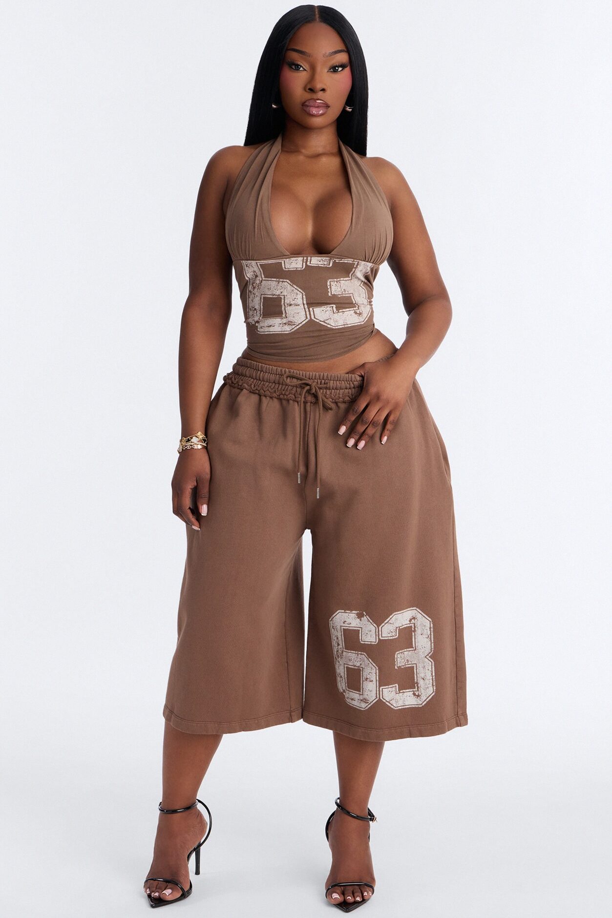 Play Hard To Get Halter Top - Brown