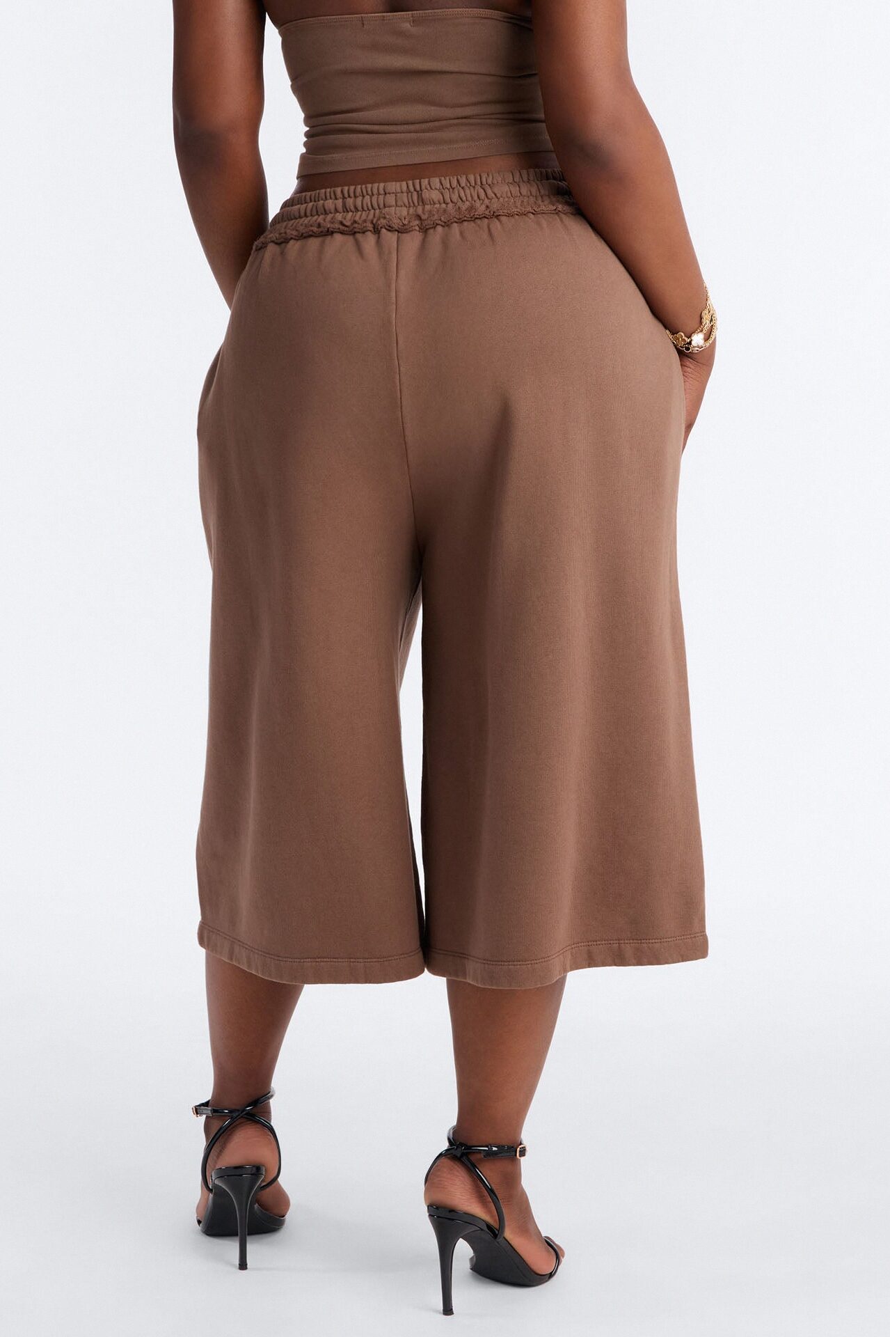 Play Hard To Get Wide Leg Jorts - Brown