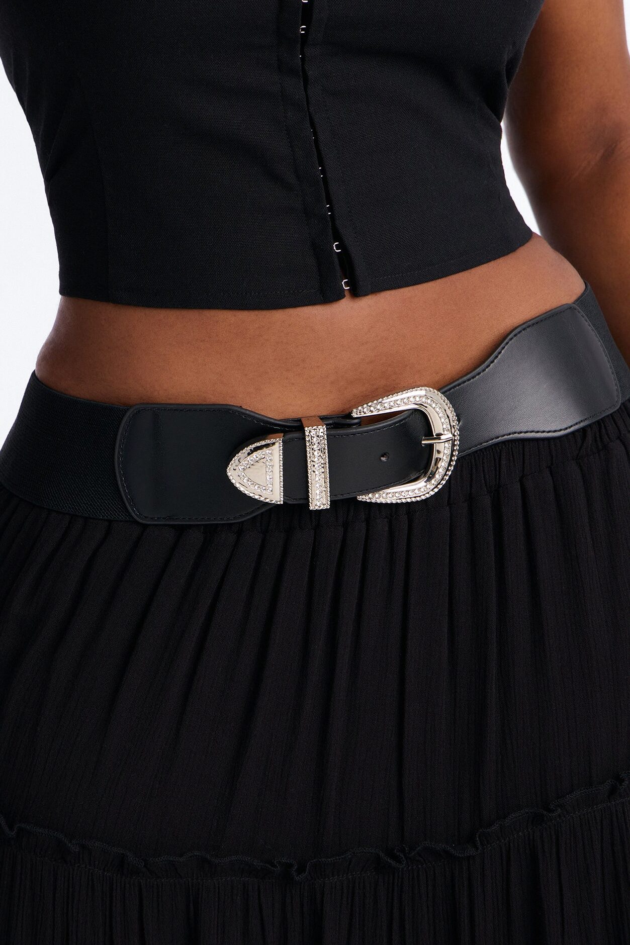 True Feelings Wide Stretch Belt - Black